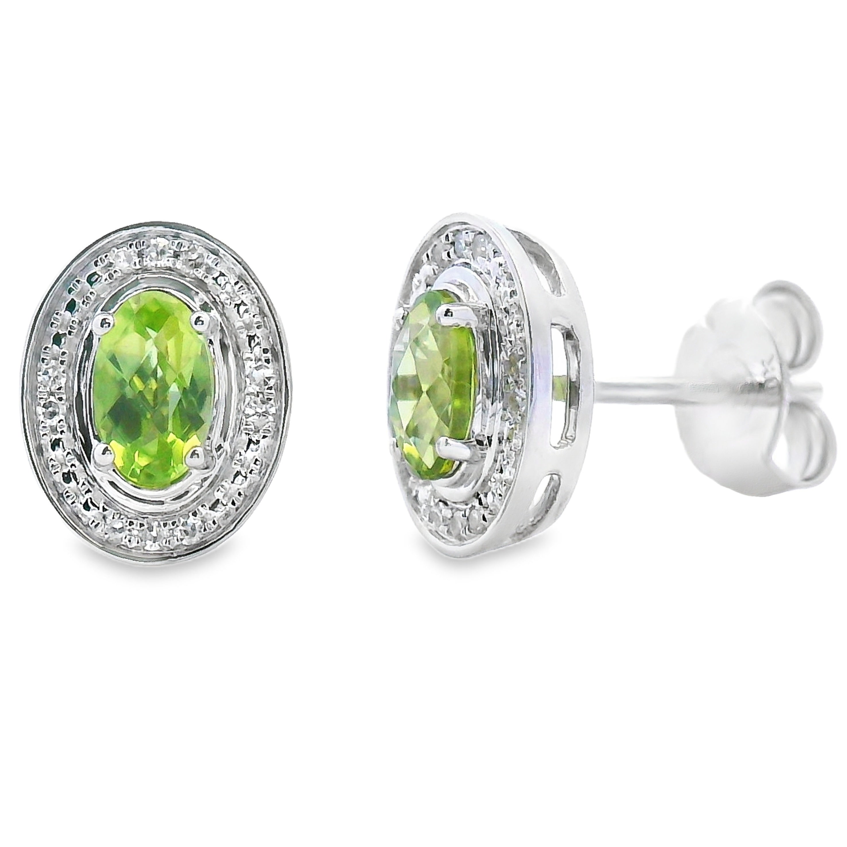 .50ct Peridot Diamond Earrings 10KT White Gold on sale at MyriadMart
