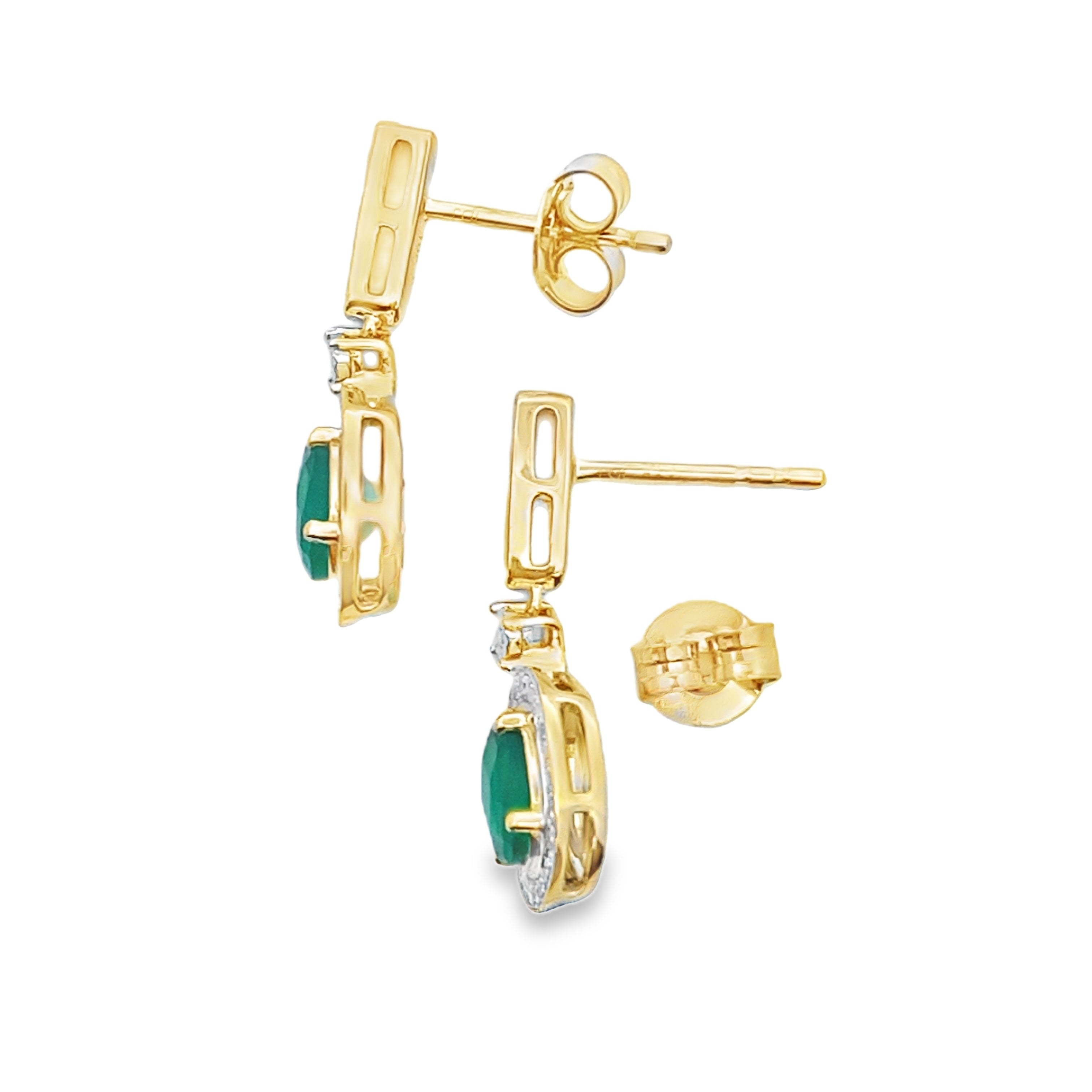 Chalcedony Diamond Dangle Earrings 10KT Yellow Gold on sale at MyriadMart