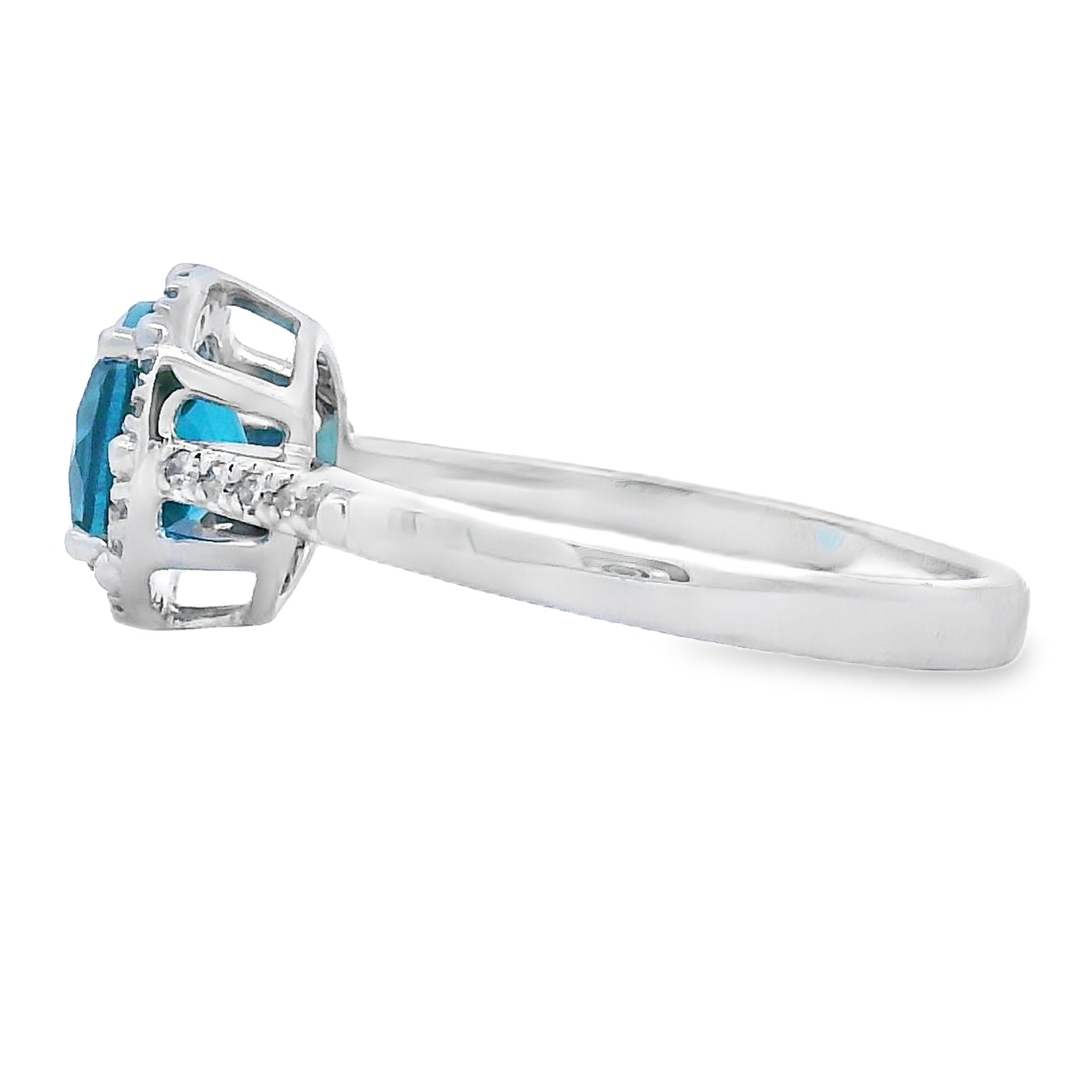 1.35ct London Blue Topaz Diamond Ring 10KT White Gold on sale at MyriadMart