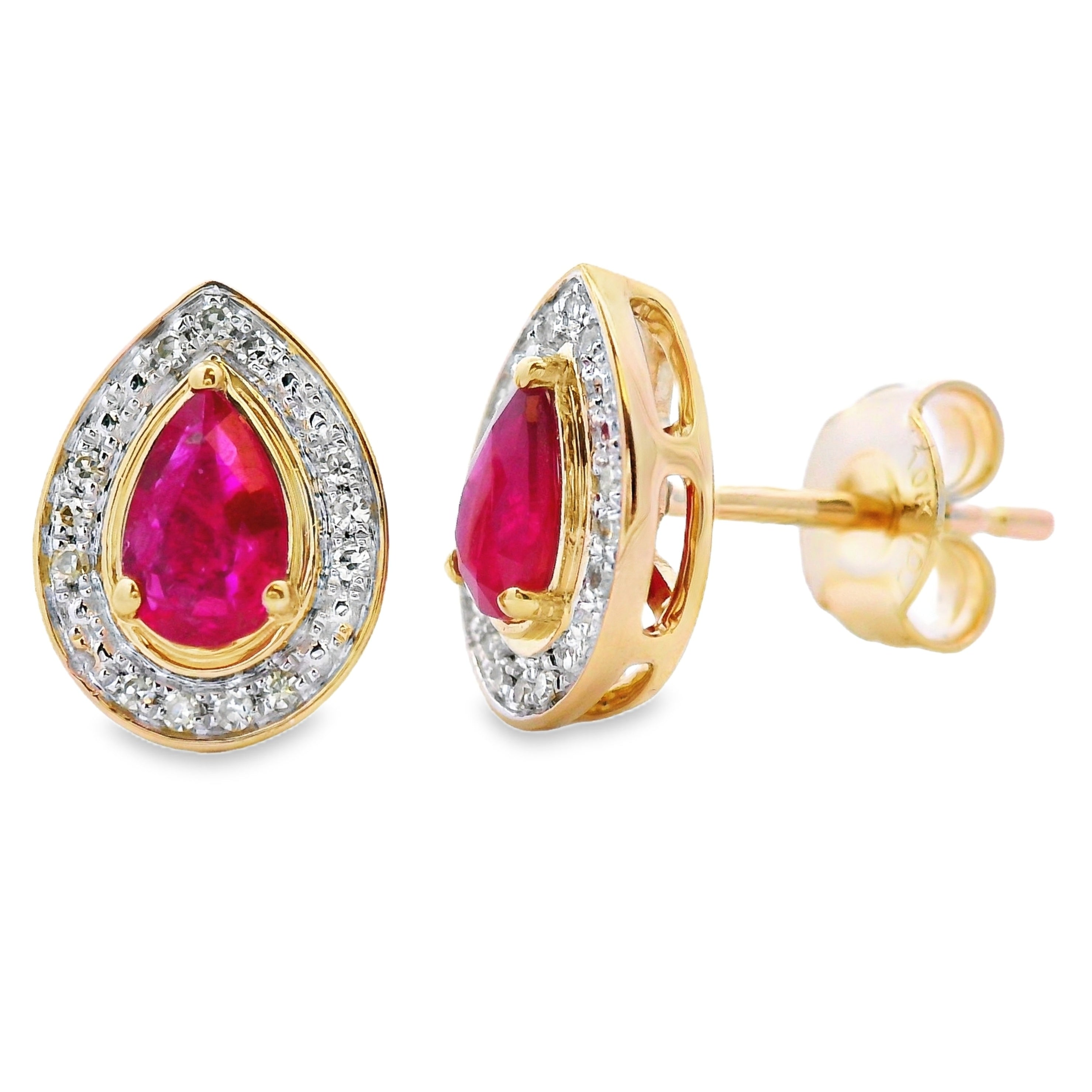 .58ct Ruby Diamond Stud Earrings 10KT Yellow Gold on sale at MyriadMart