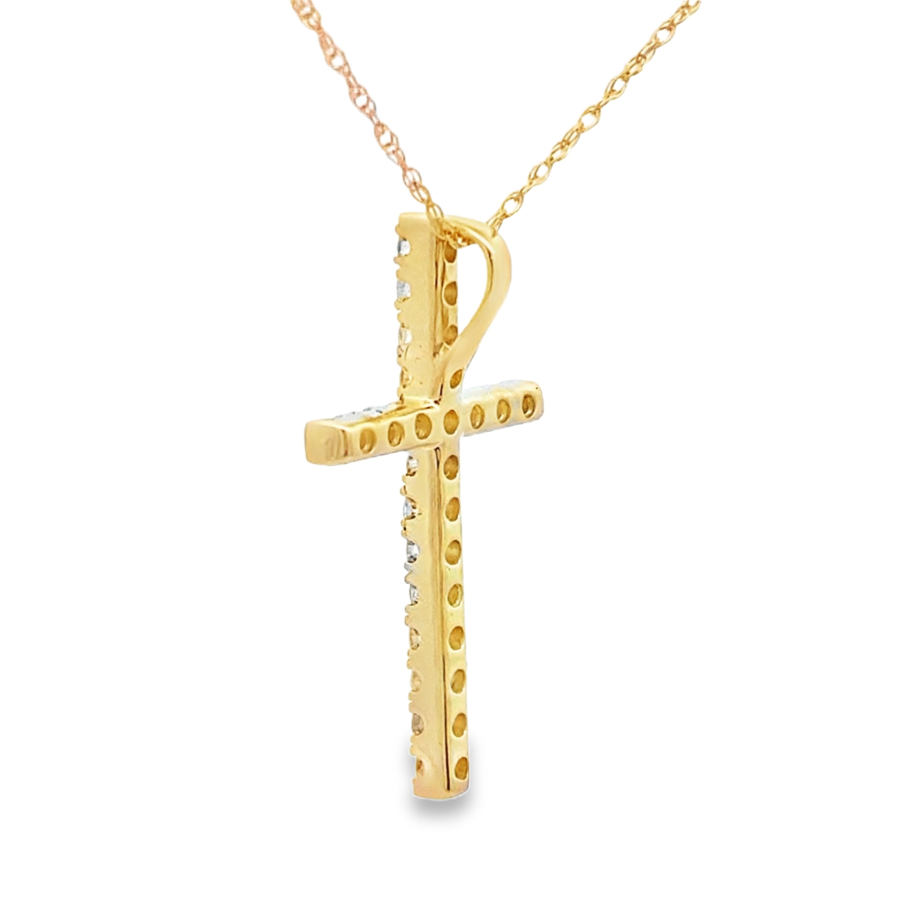 .33ct Diamond Cross Religious Pendant 14KT Yellow Gold on sale at MyriadMart