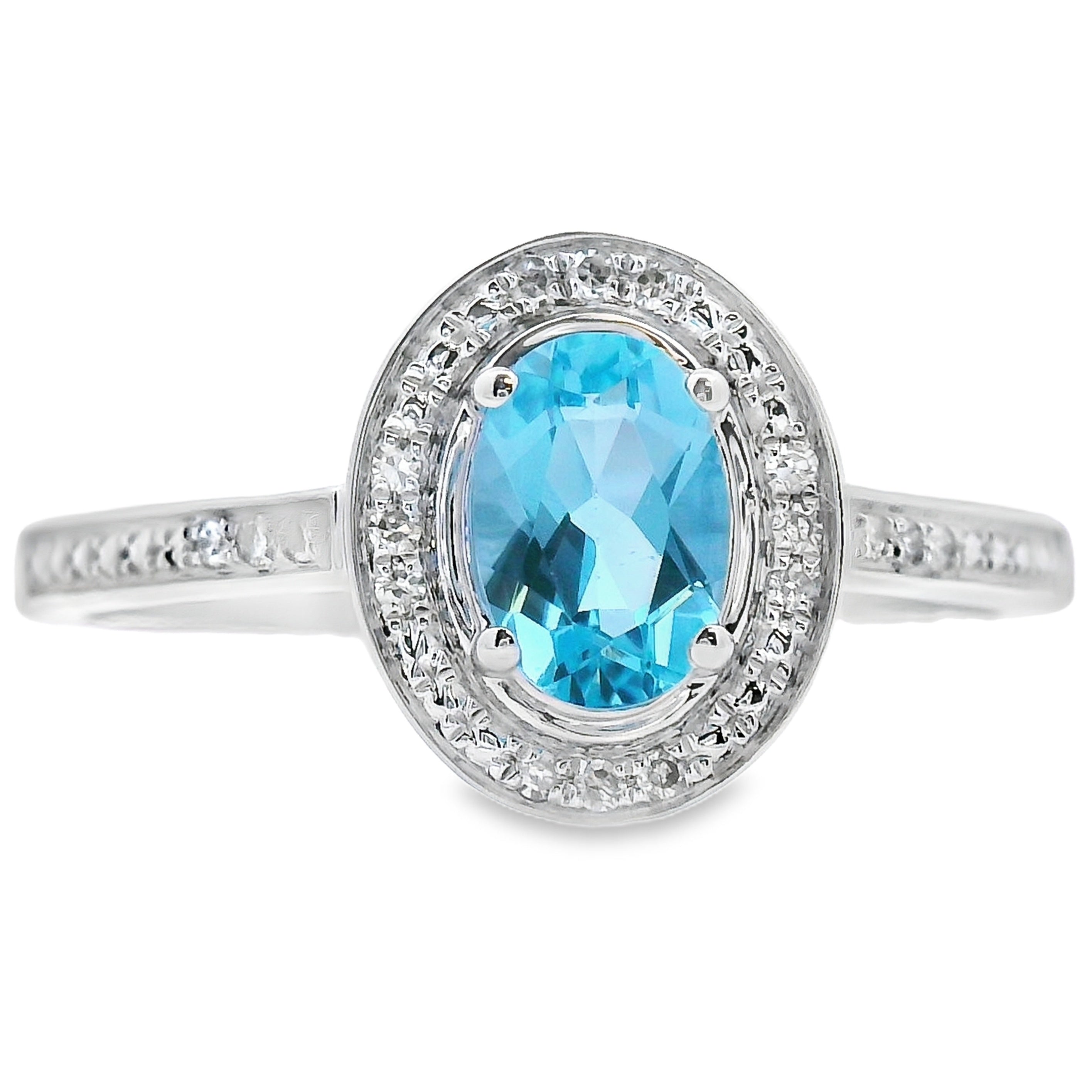 .59ct Blue Topaz Diamond Ring 10KT White Gold on sale at MyriadMart