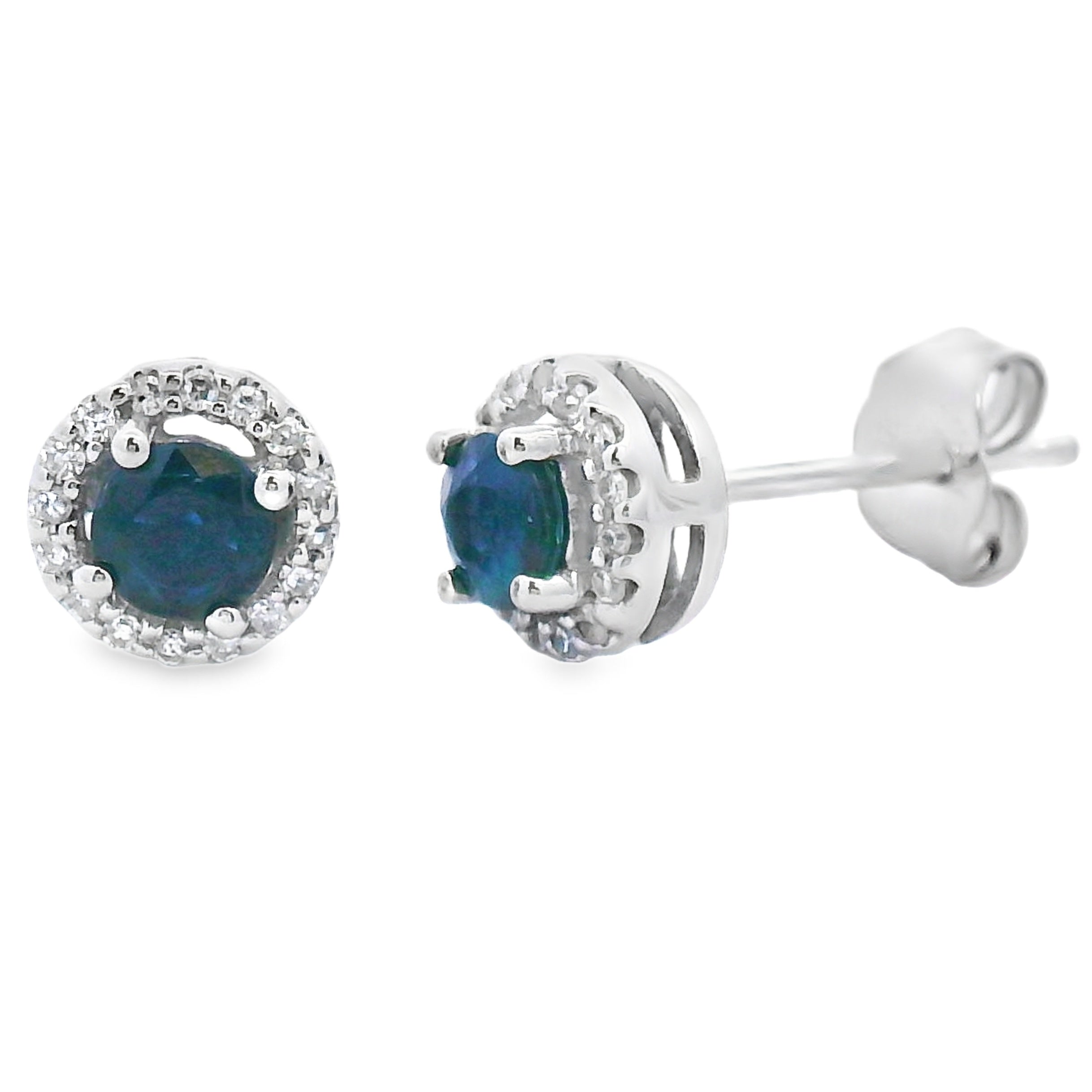 .50ct Sapphire Diamond Stud Earrings 10KT White Gold on sale at MyriadMart