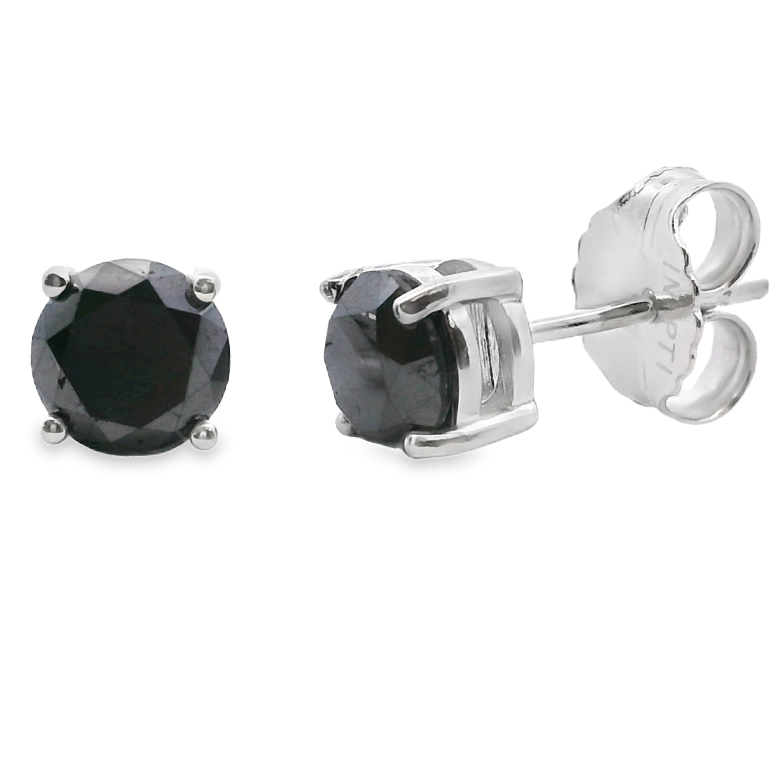 2.00ct Black Diamond Stud Earrings Sterling Silver on sale at MyriadMart