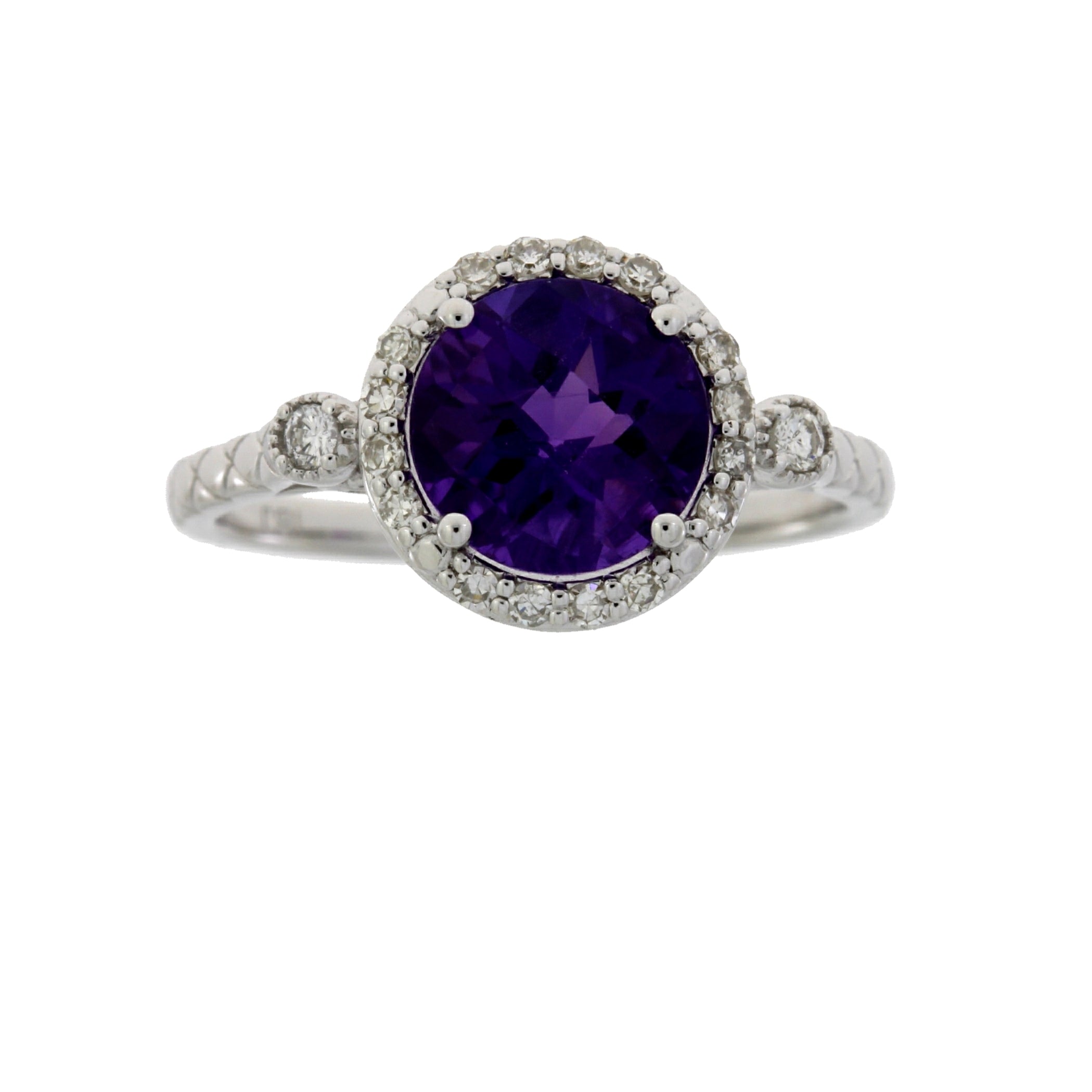 2.07ct Amethyst Diamond Ring 14KT White Gold on sale at MyriadMart