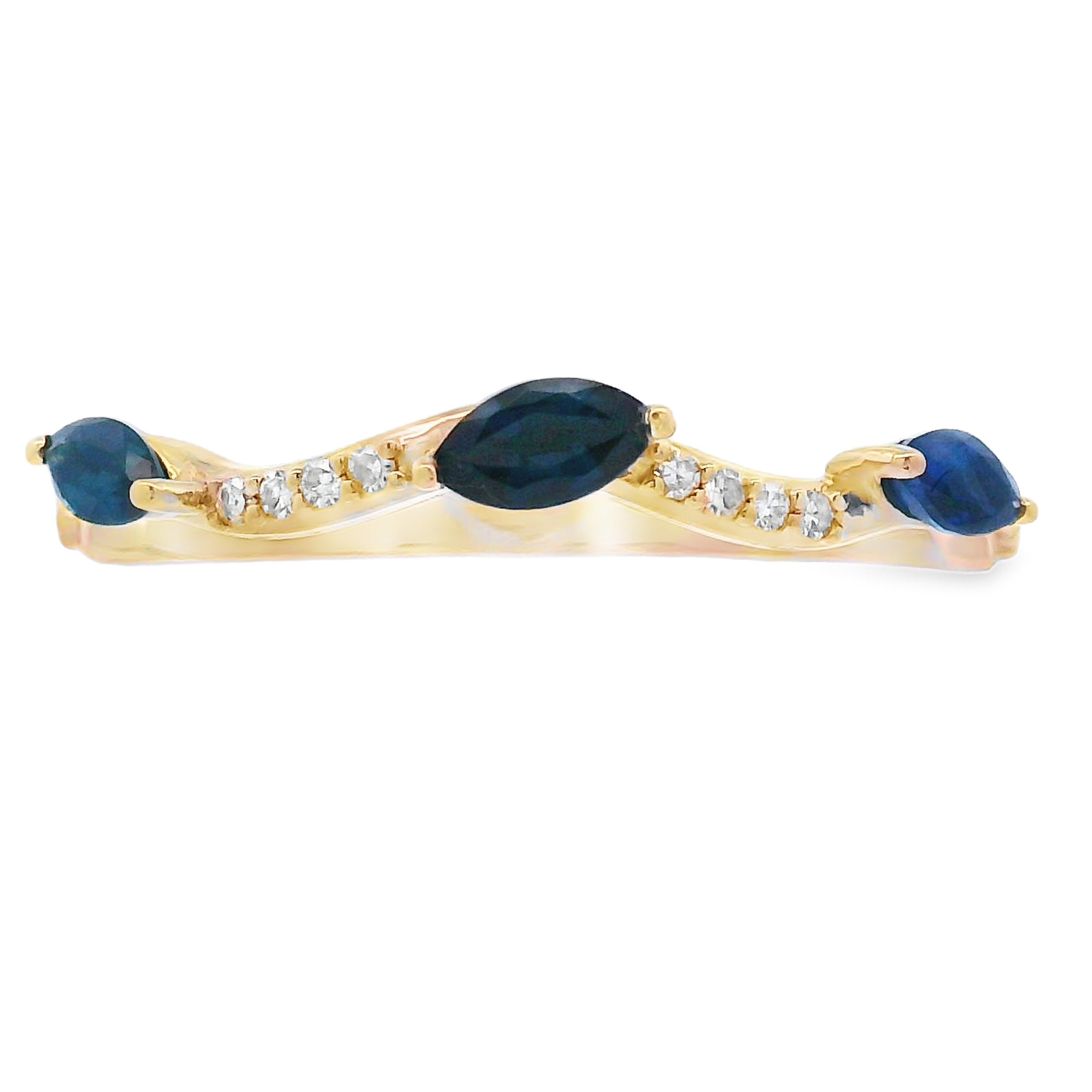 Sapphire Diamond stackable band set 14KT Yellow Gold on sale at MyriadMart