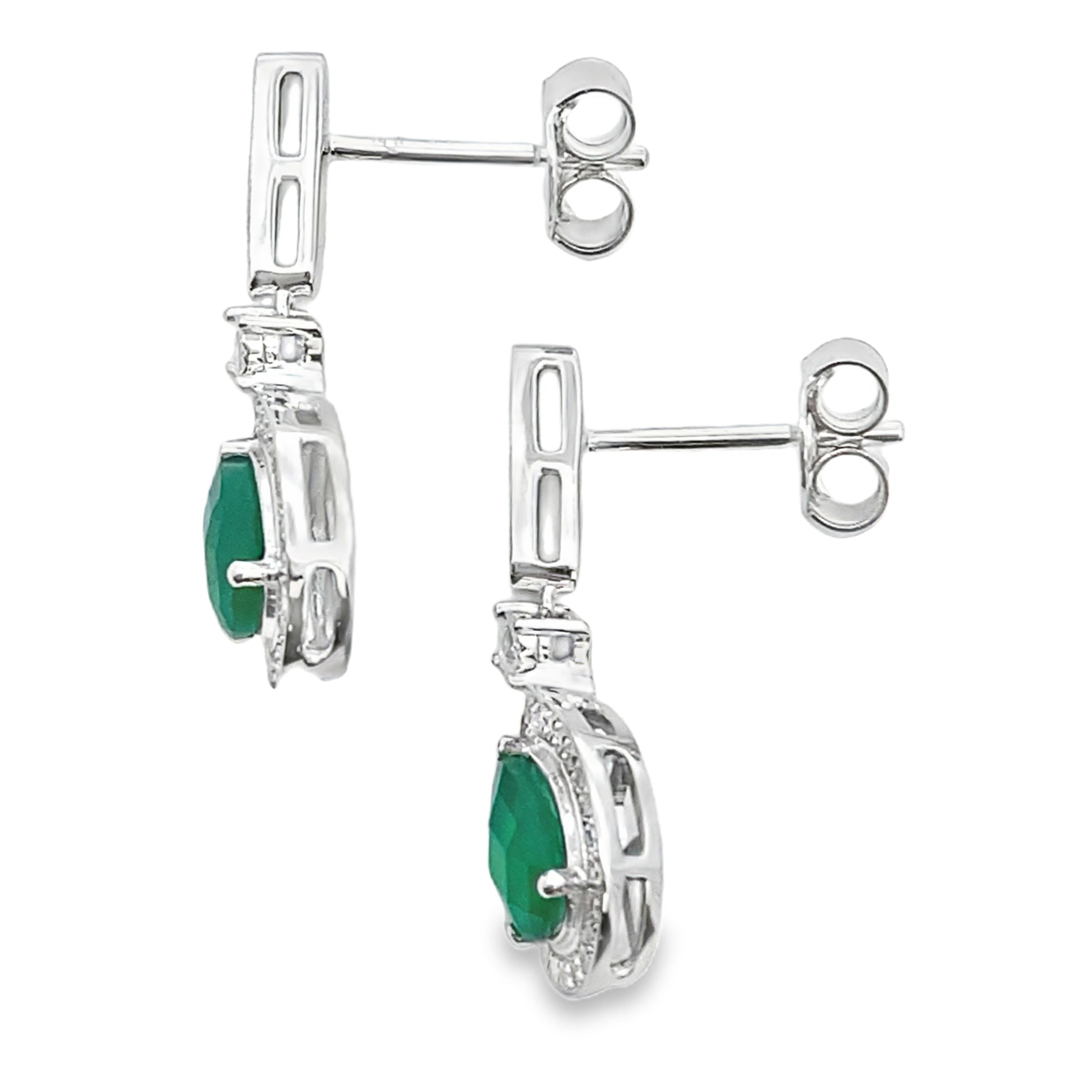 Chalcedony Diamond Dangle Earrings 10KT White Gold on sale at MyriadMart
