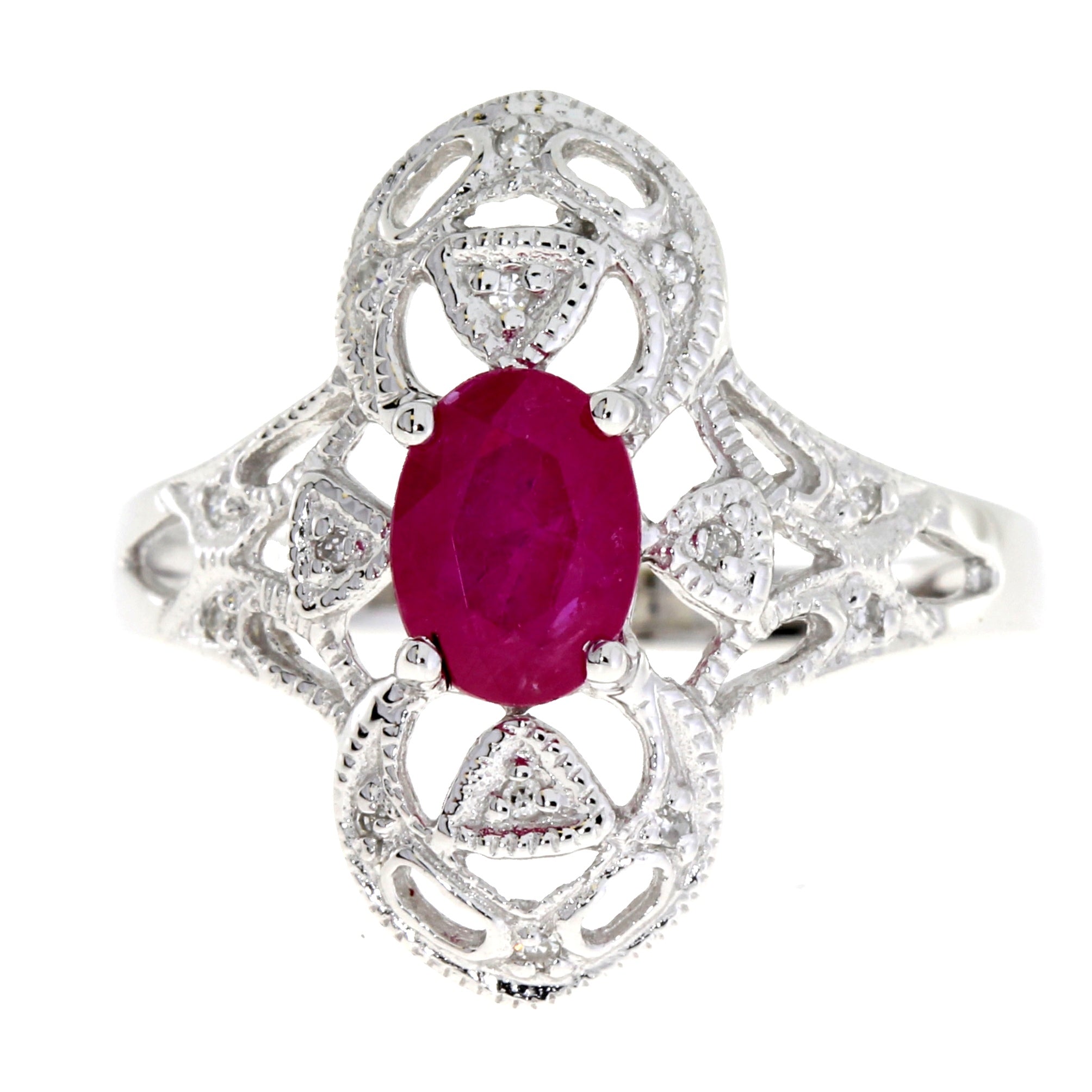 1.05ct Ruby Diamond Ring 10KT White Gold on sale at MyriadMart