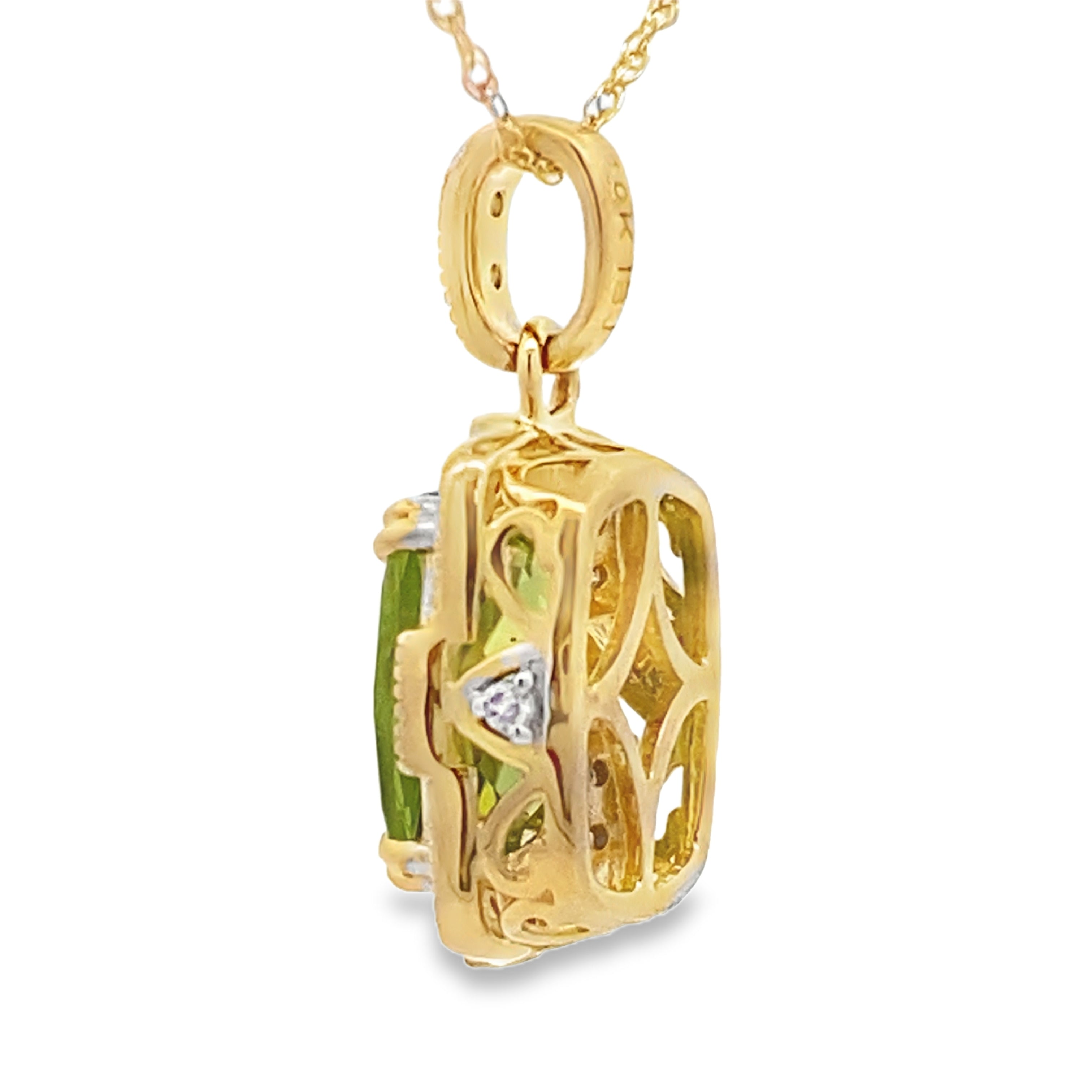 Peridot Diamond Fashion Pendants 10KT Yellow Gold on sale at MyriadMart