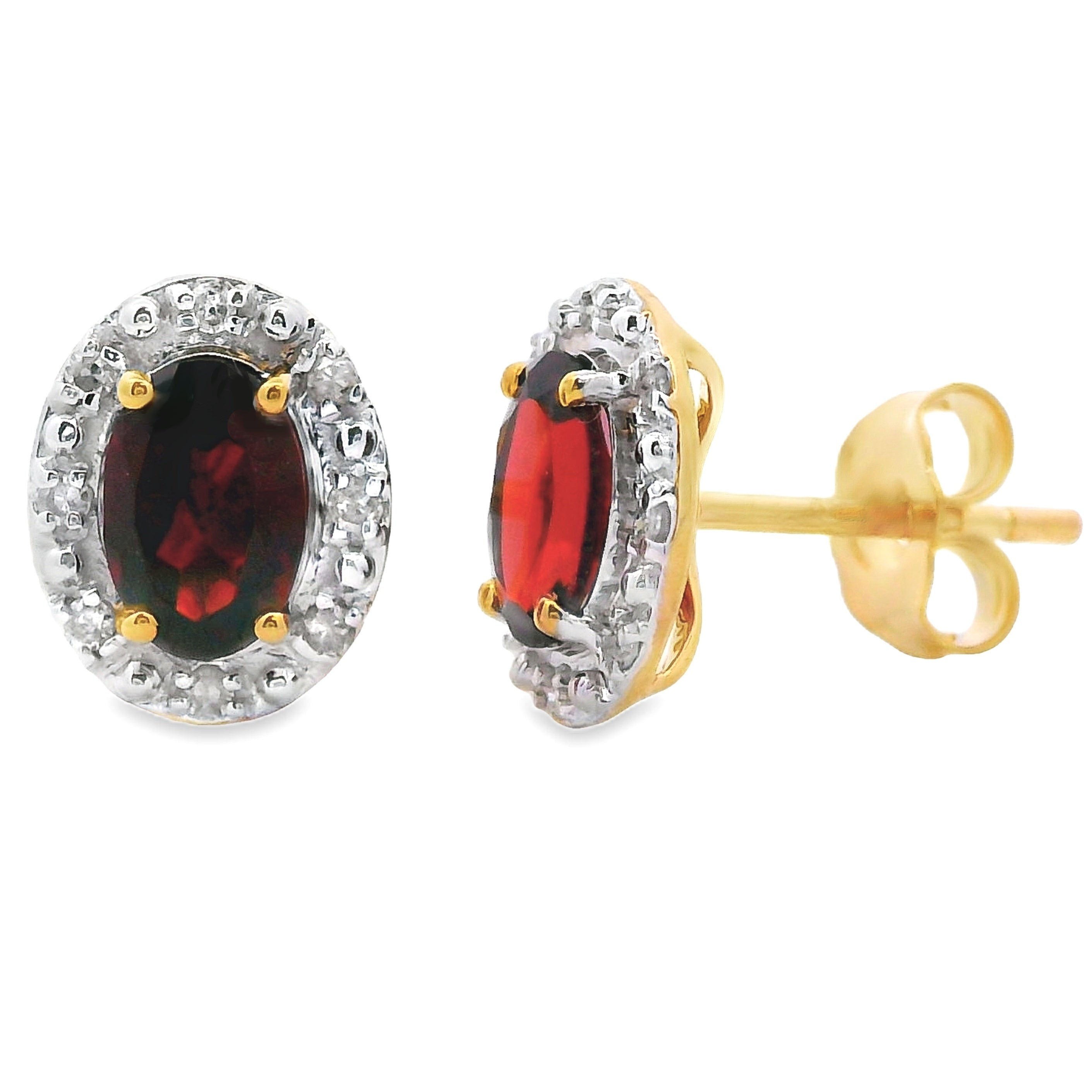 1.18ct Garnet Diamond Earrings 10KT Yellow Gold on sale at MyriadMart