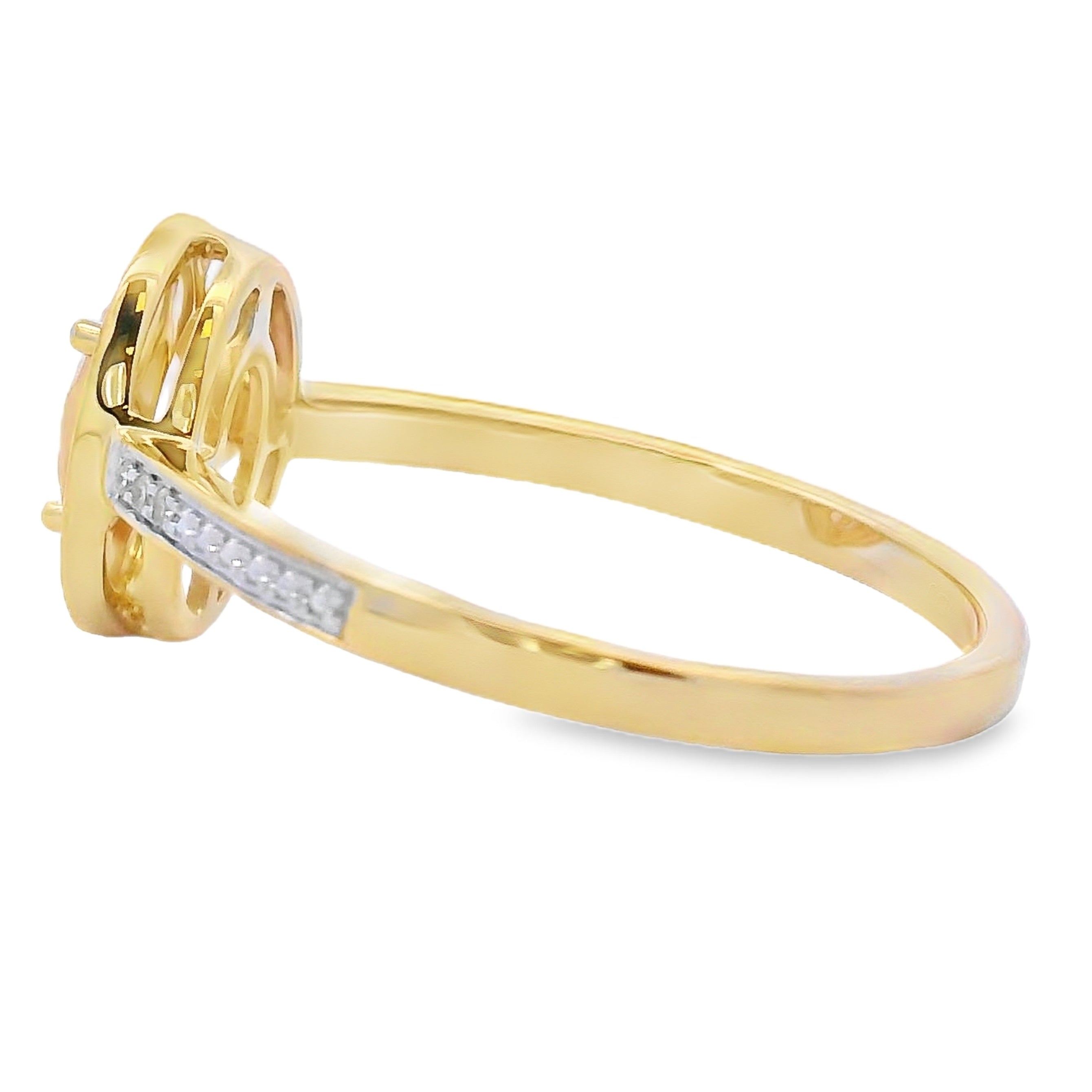 .53ct Rose Quartz Diamond Ring 10KT Yellow Gold on sale at MyriadMart
