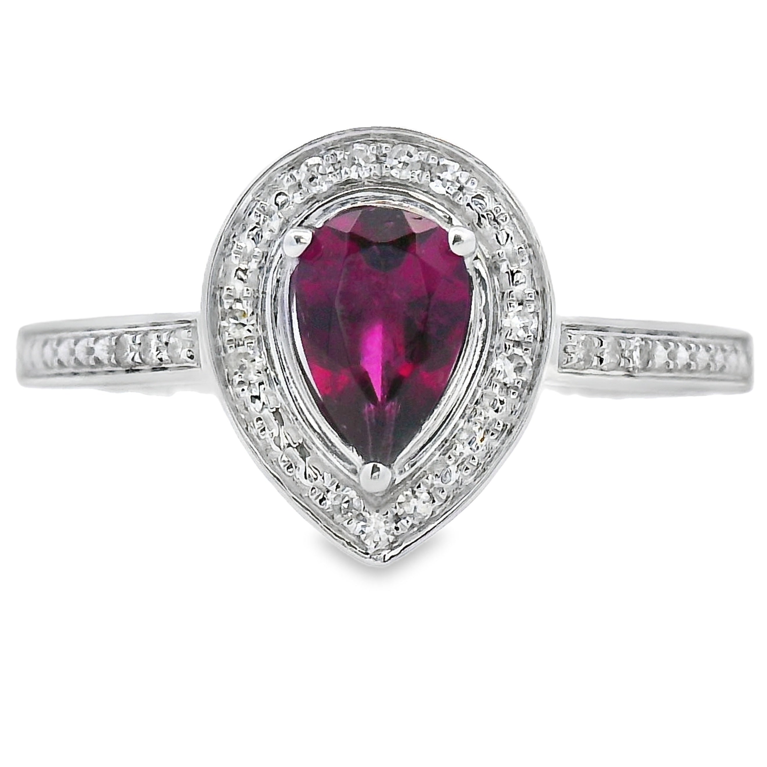 .56ct Garnet Diamond Ring 10KT White Gold on sale at MyriadMart
