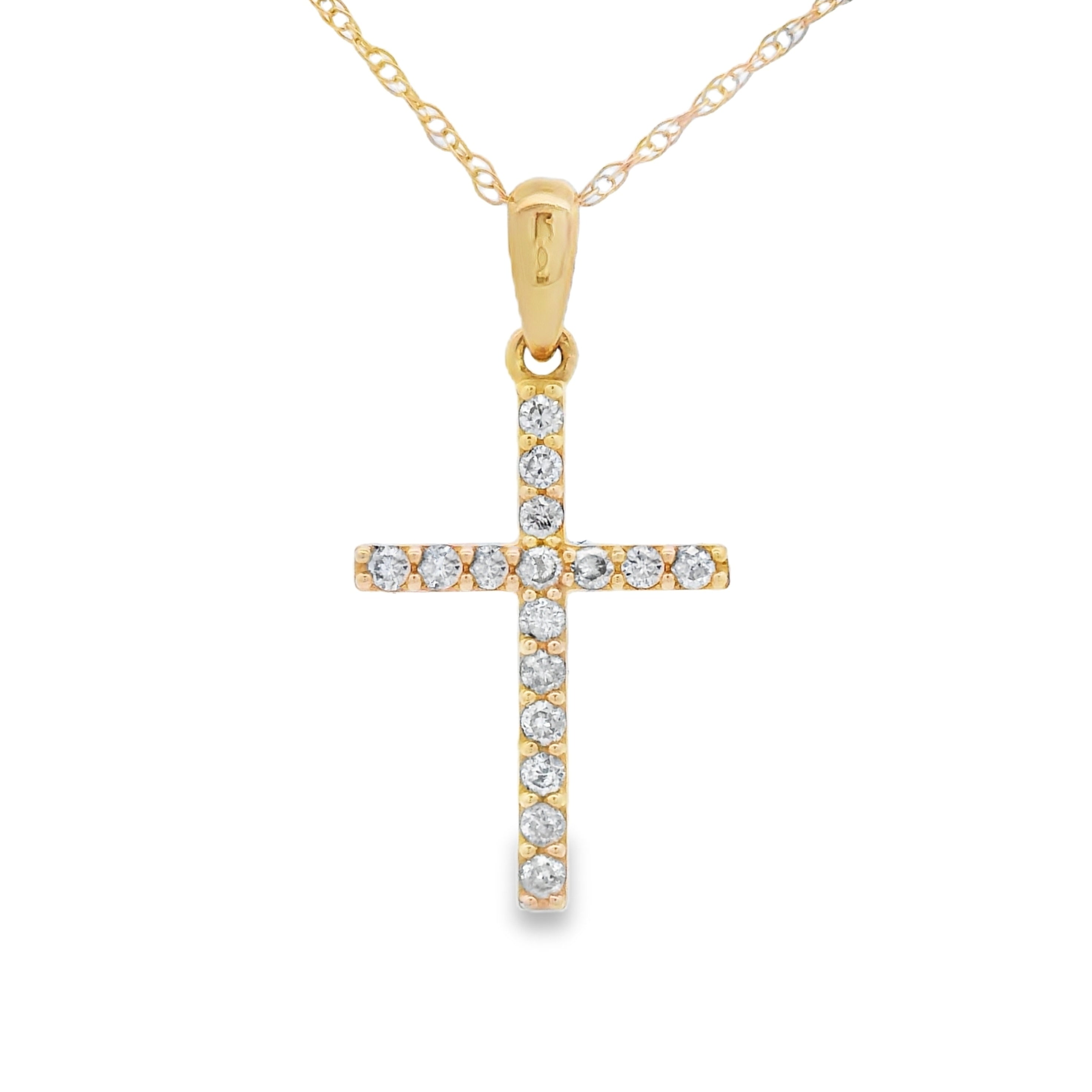 .13ct Diamond Cross Religious Pendant 14KT Yellow Gold on sale at MyriadMart