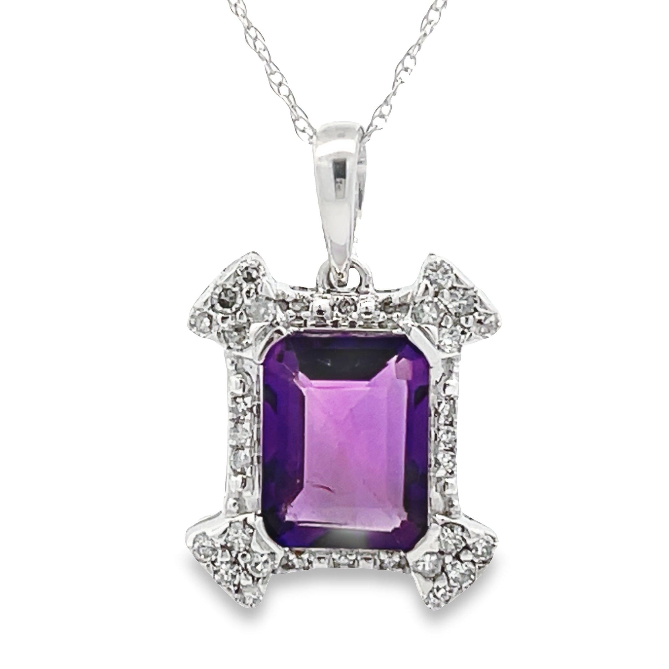 Amethyst Diamond Fashion Pendants 10KT White Gold on sale at MyriadMart