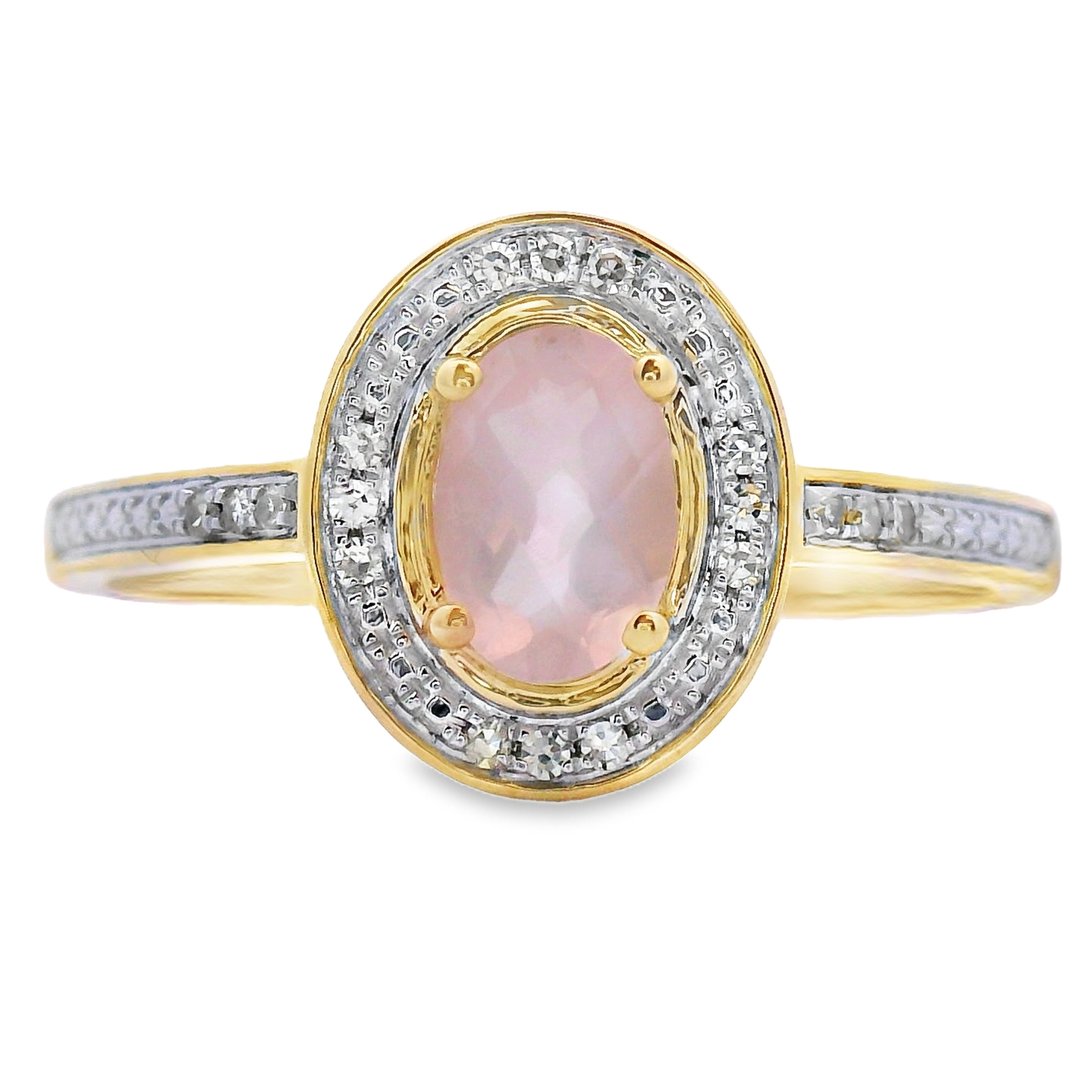 .53ct Rose Quartz Diamond Ring 10KT Yellow Gold on sale at MyriadMart