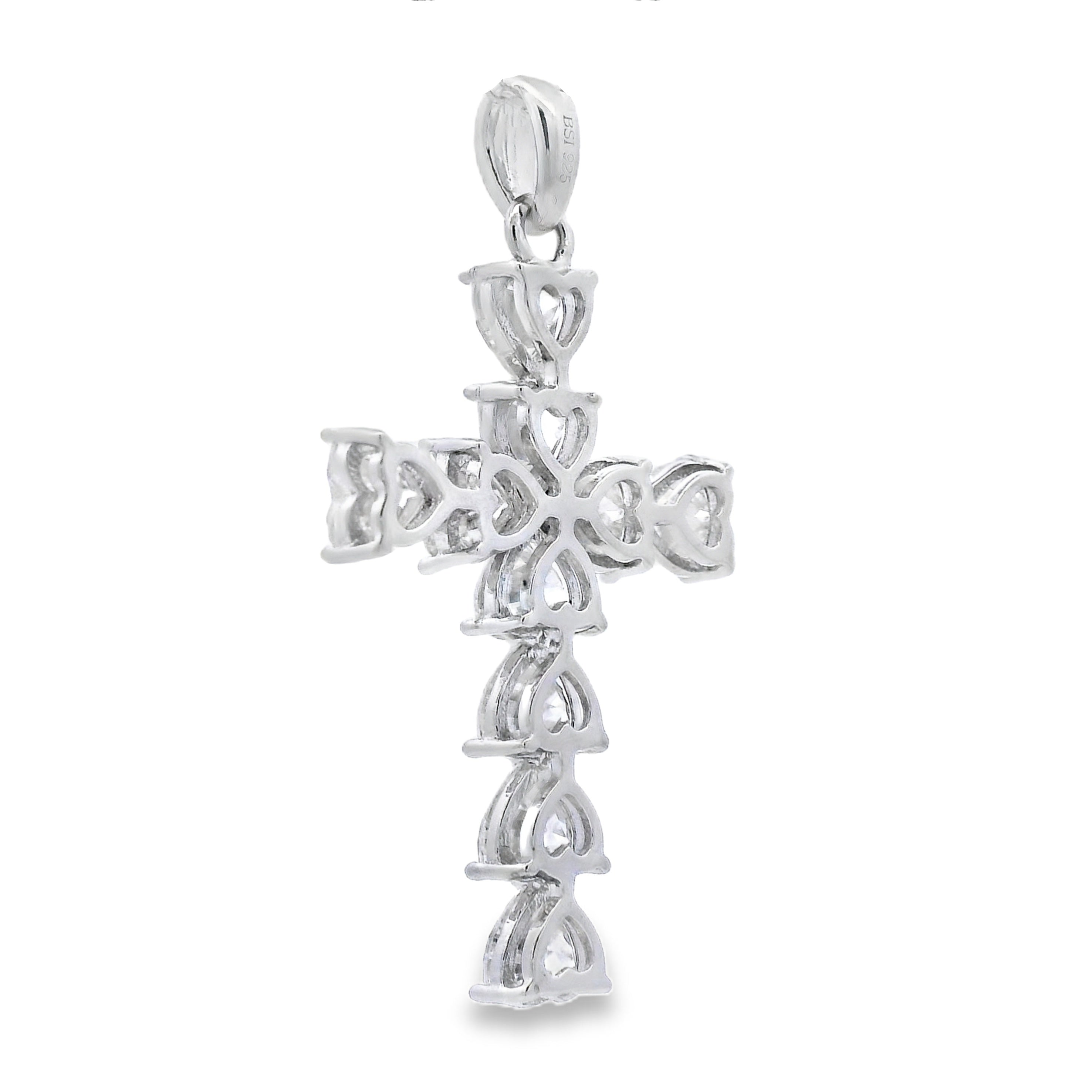 Moissanite Cross Religious Pendant Sterling Silver on sale at MyriadMart