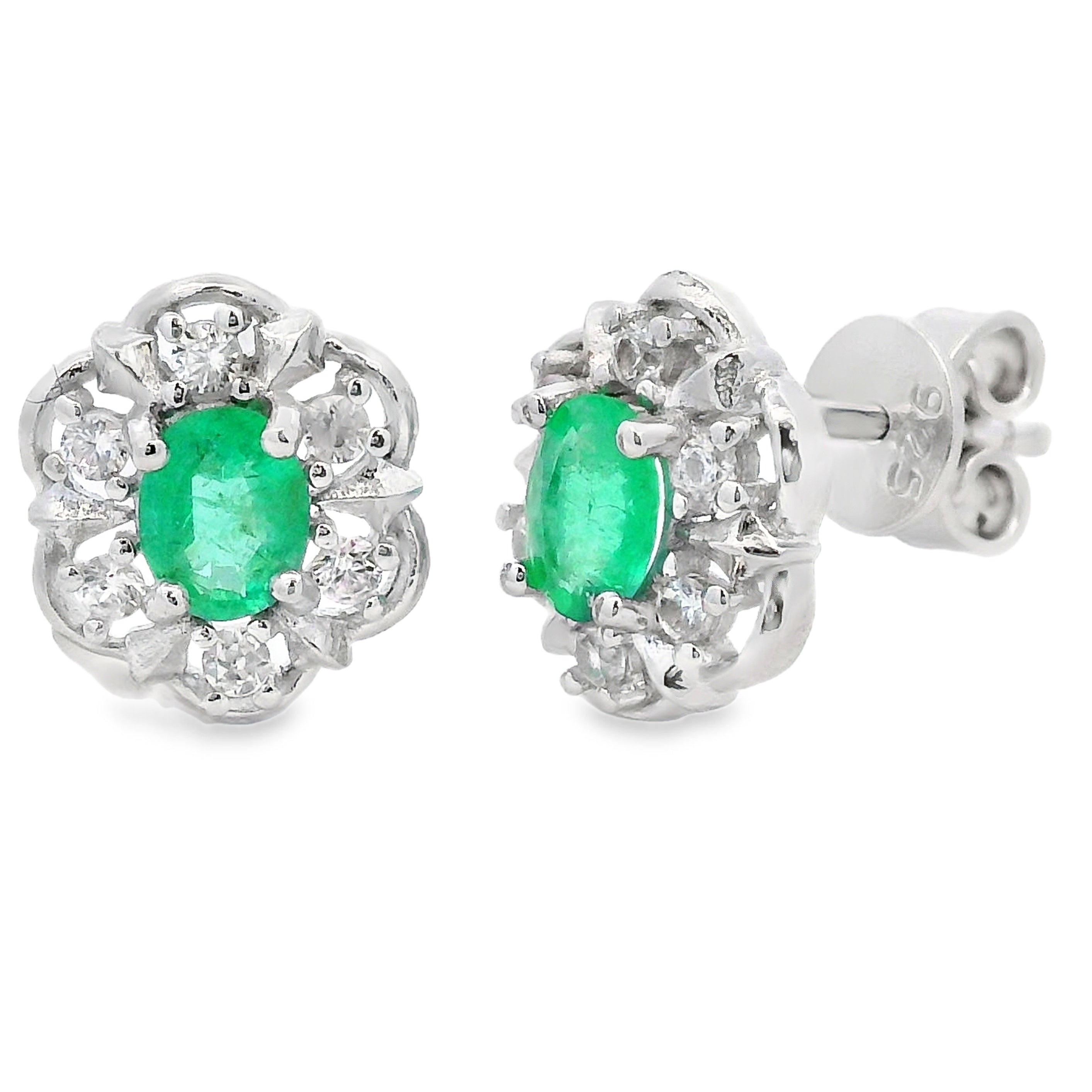 .92ct Emerald Zircon Stud Earrings Sterling Silver on sale at MyriadMart