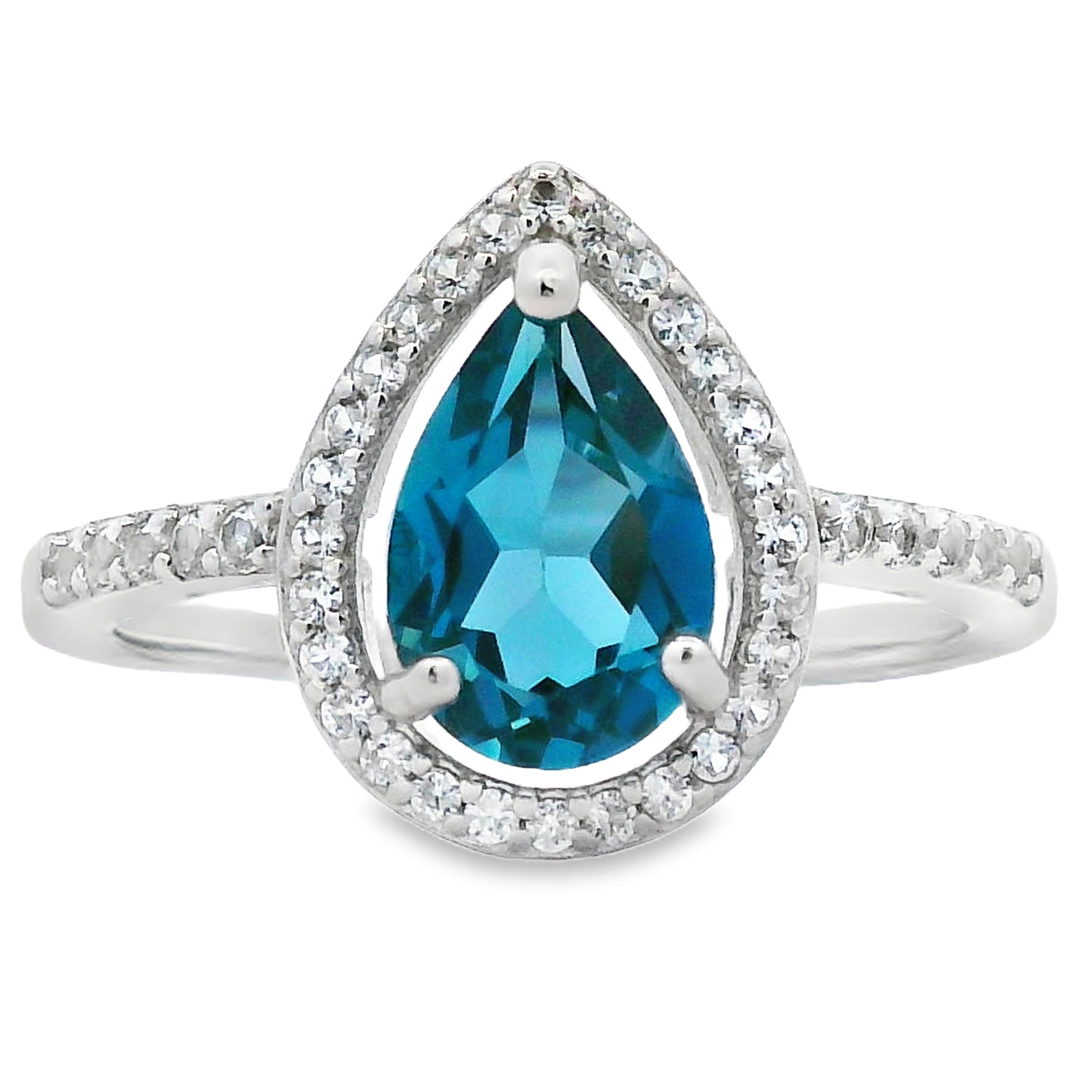 London Blue Topaz Created Sapphire Ring Sterling Silver on sale at MyriadMart