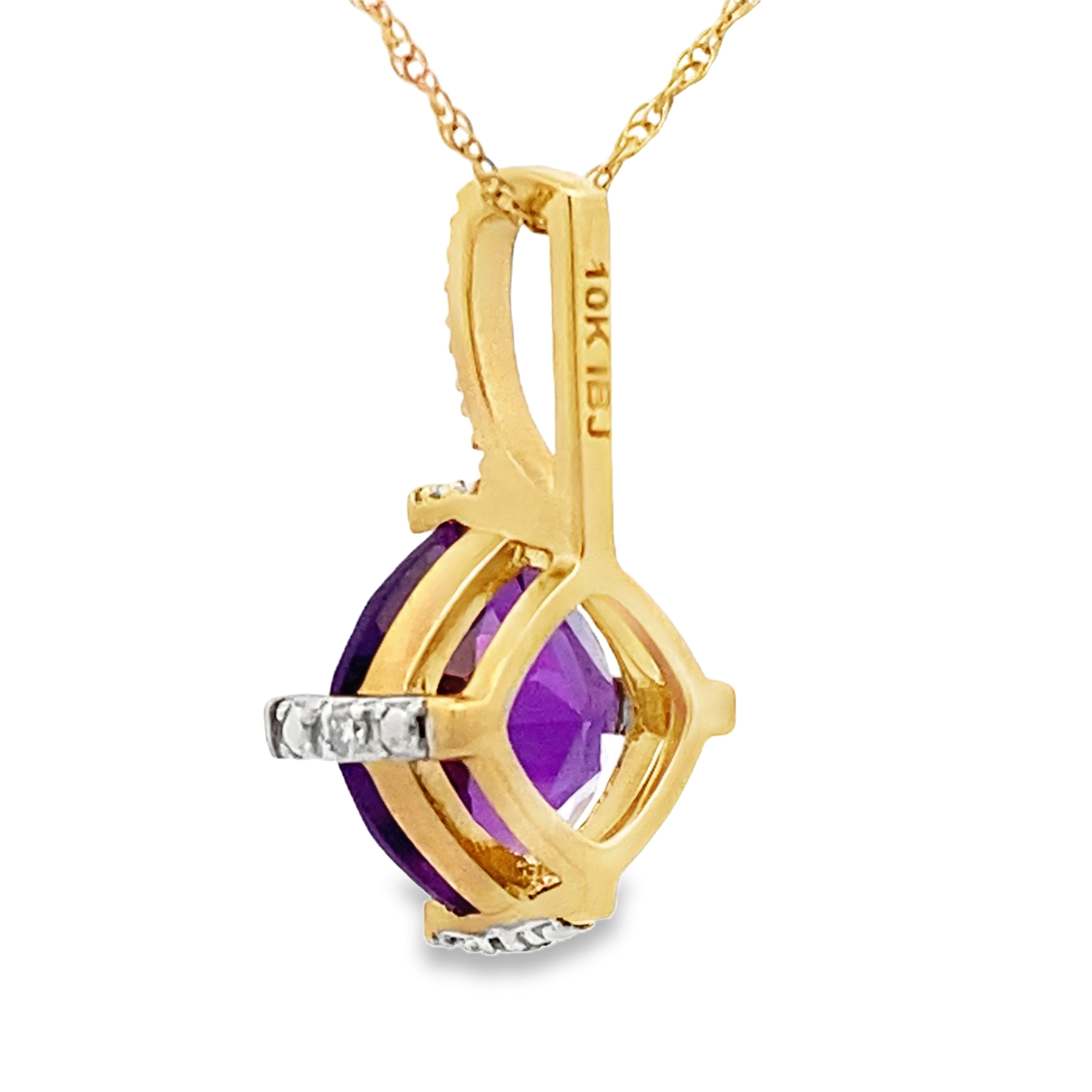 Amethyst Diamond Fashion Pendants 10KT Yellow Gold on sale at MyriadMart