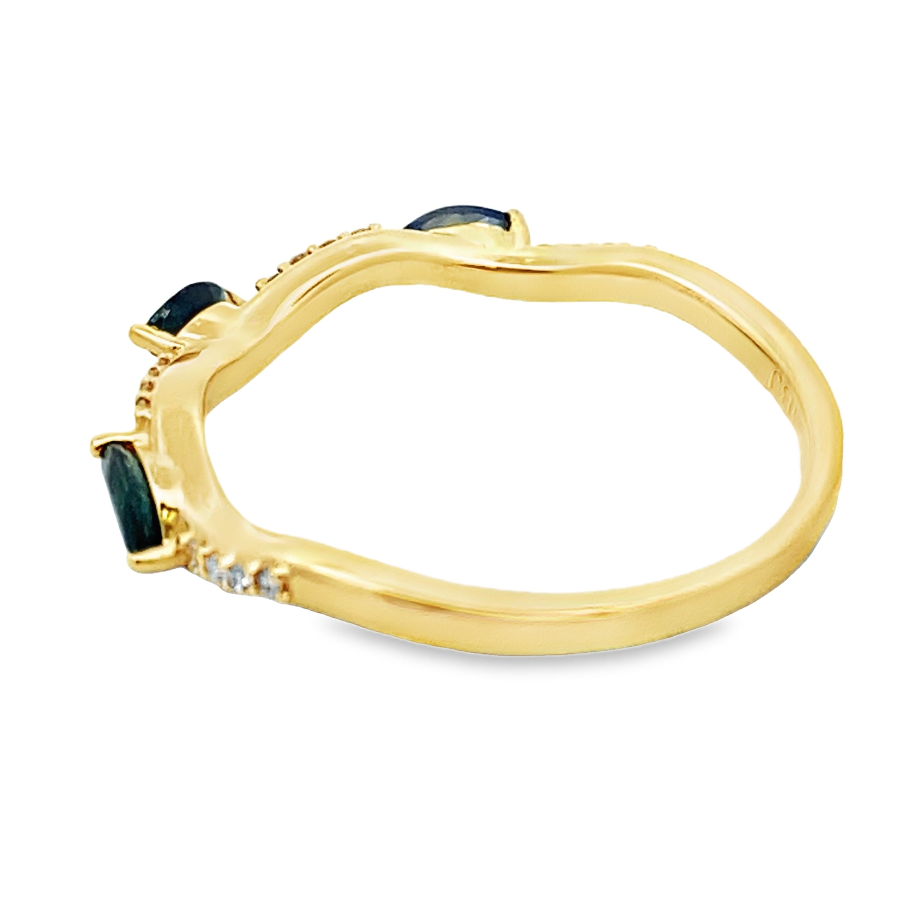 Sapphire Diamond stackable band set 14KT Yellow Gold on sale at MyriadMart