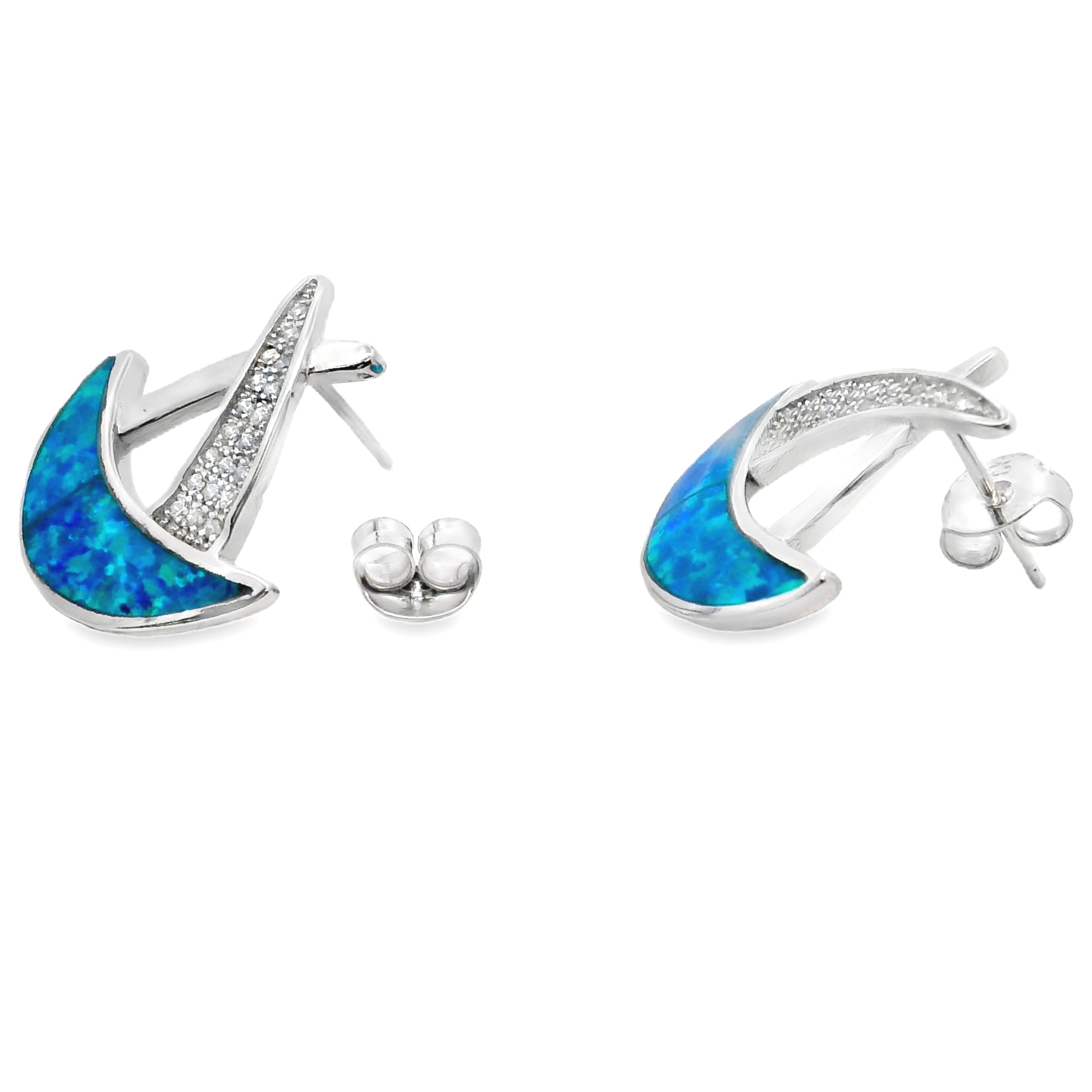Created Opal Dangle Earrings Sterling Silver on sale at MyriadMart