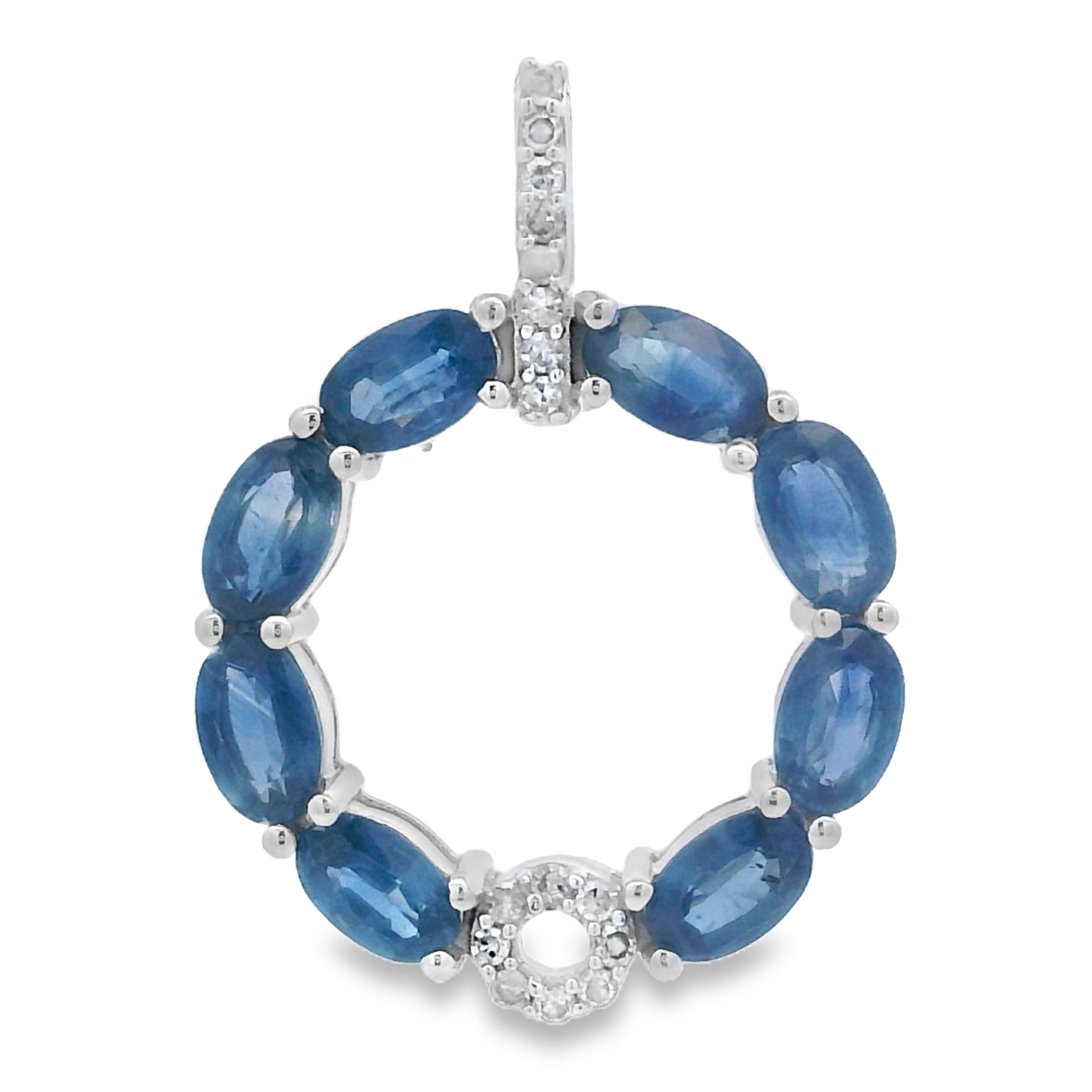 Sapphire Diamond Fashion Pendants 14KT White Gold on sale at MyriadMart