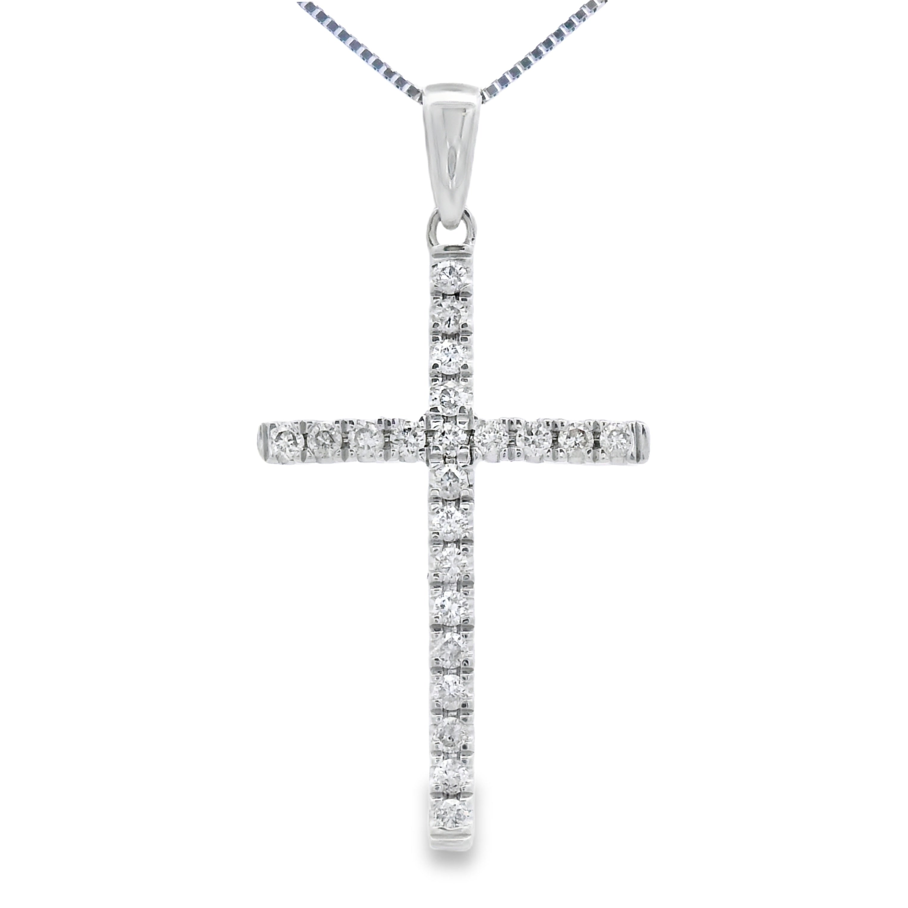 .21ct Diamond Cross Religious Pendant 14KT White Gold on sale at MyriadMart