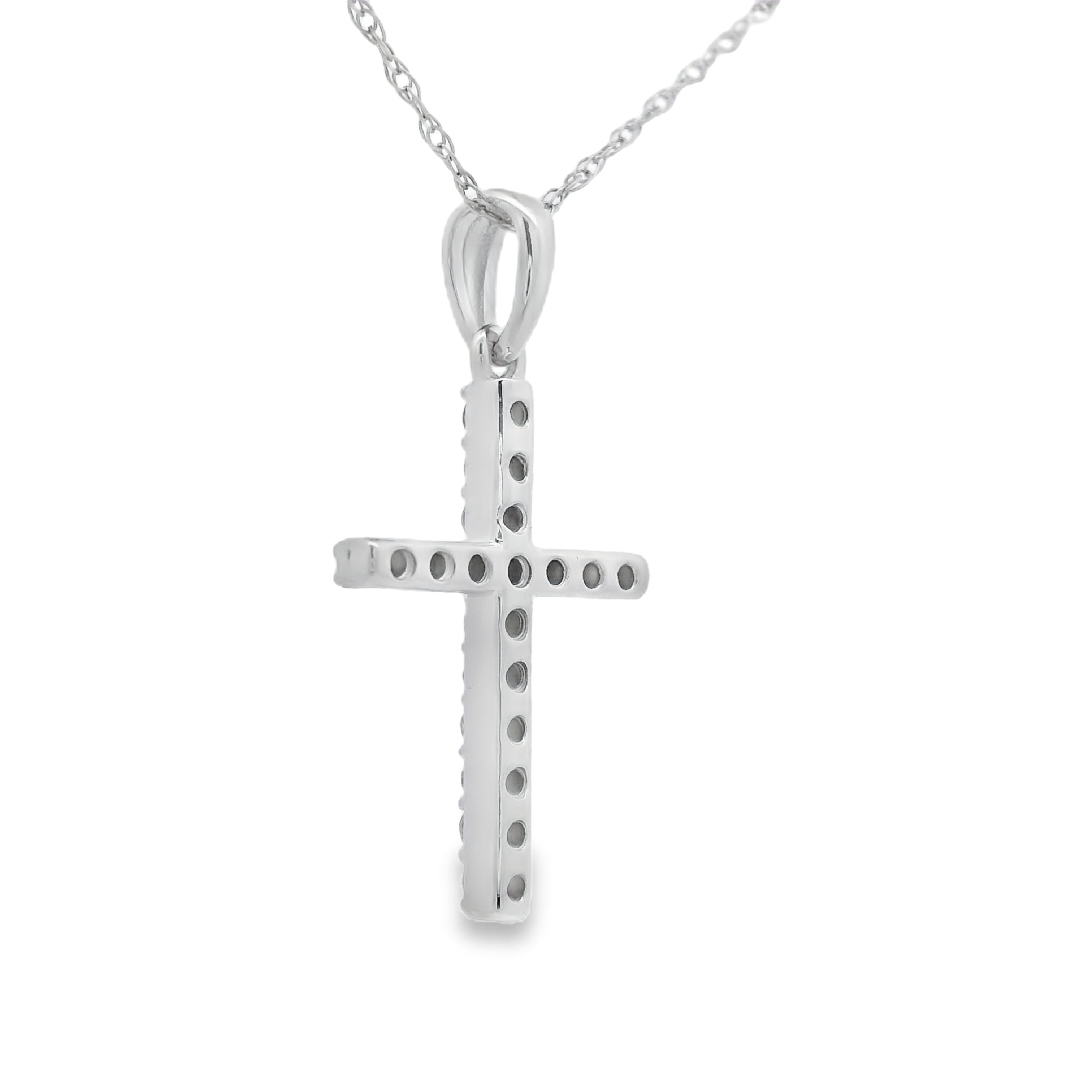 .19ct Diamond Cross Religious Pendant 14KT White Gold on sale at MyriadMart
