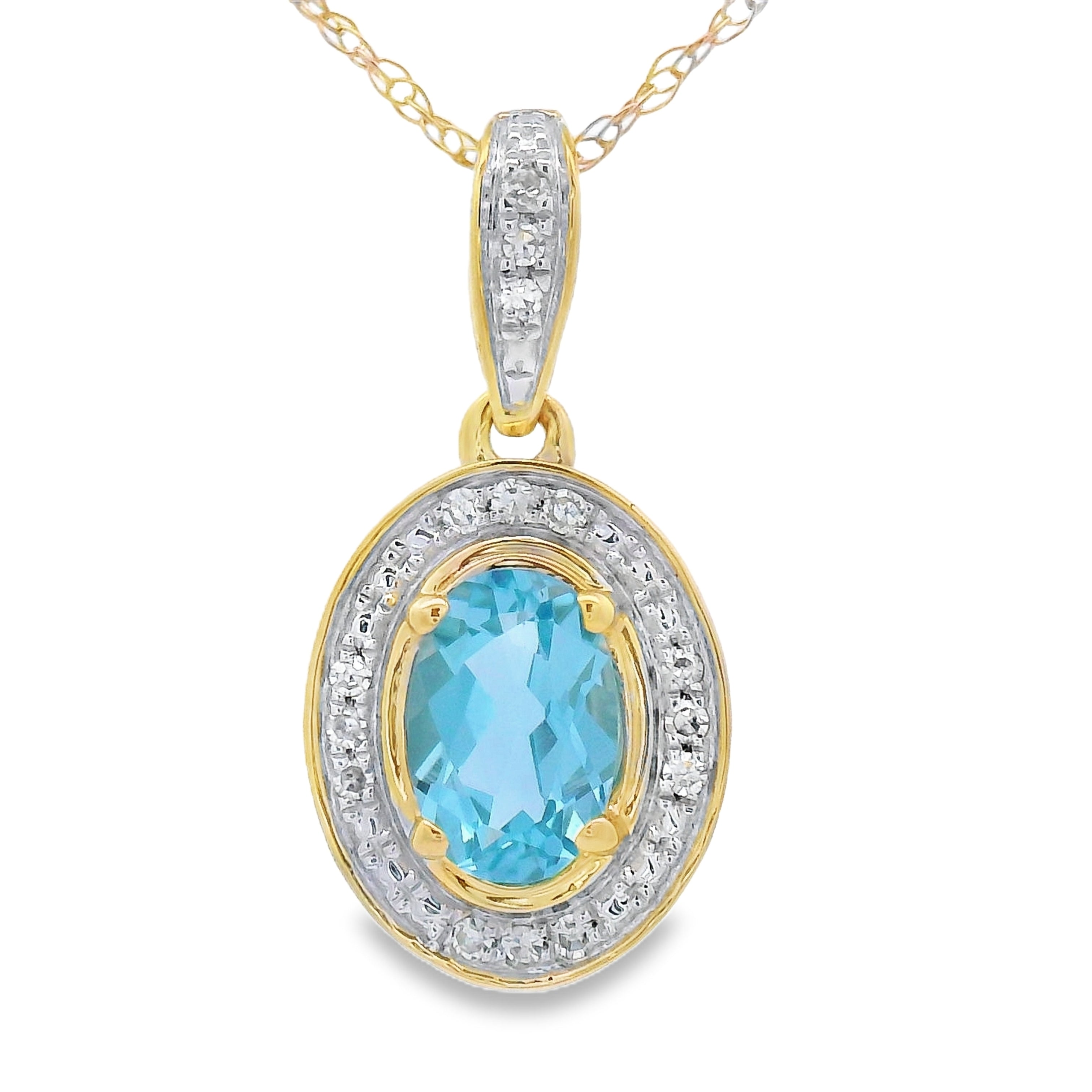 Blue Topaz Diamond Fashion Pendants 10KT Yellow Gold on sale at MyriadMart
