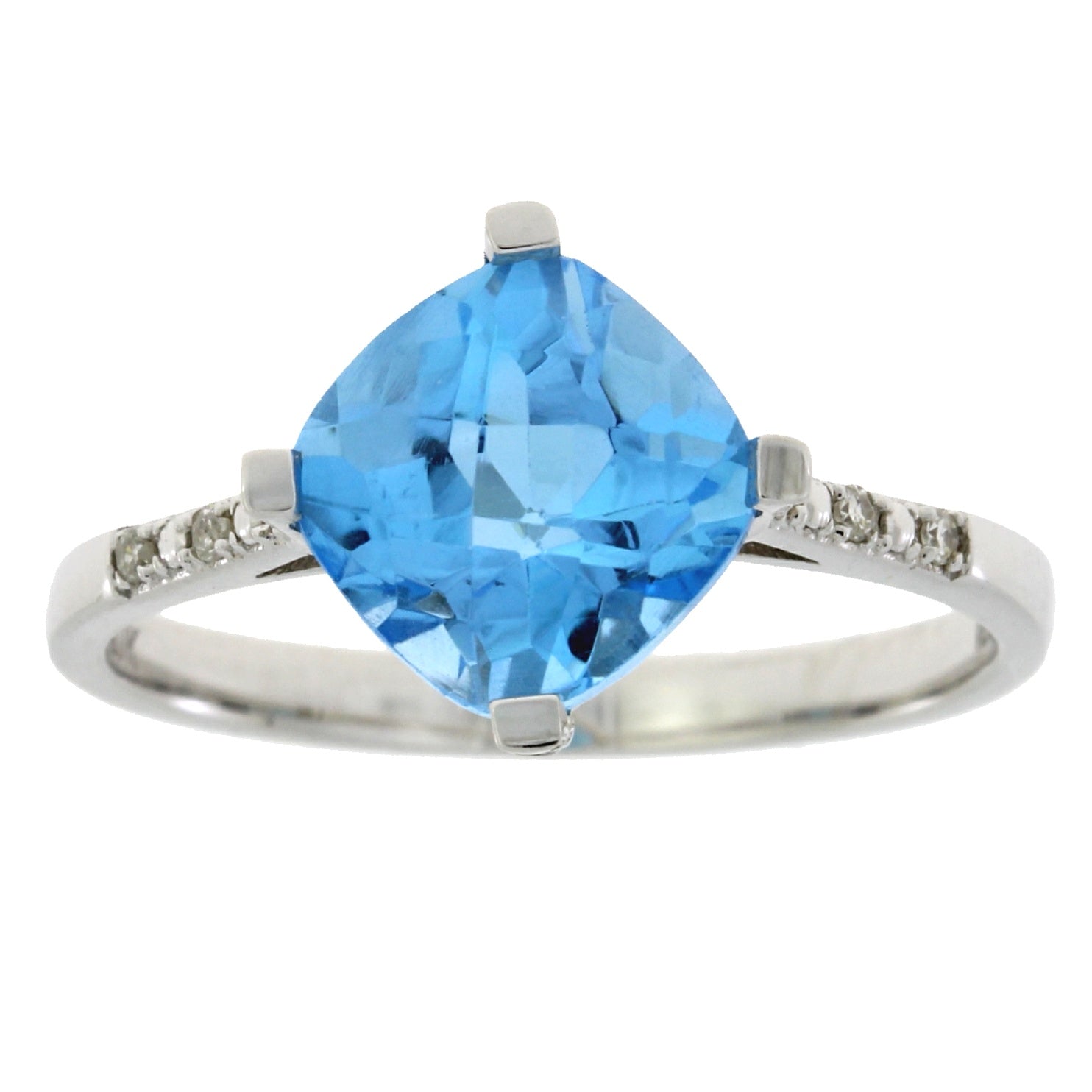1.20ct Blue Topaz Diamond Ring 10KT White Gold on sale at MyriadMart