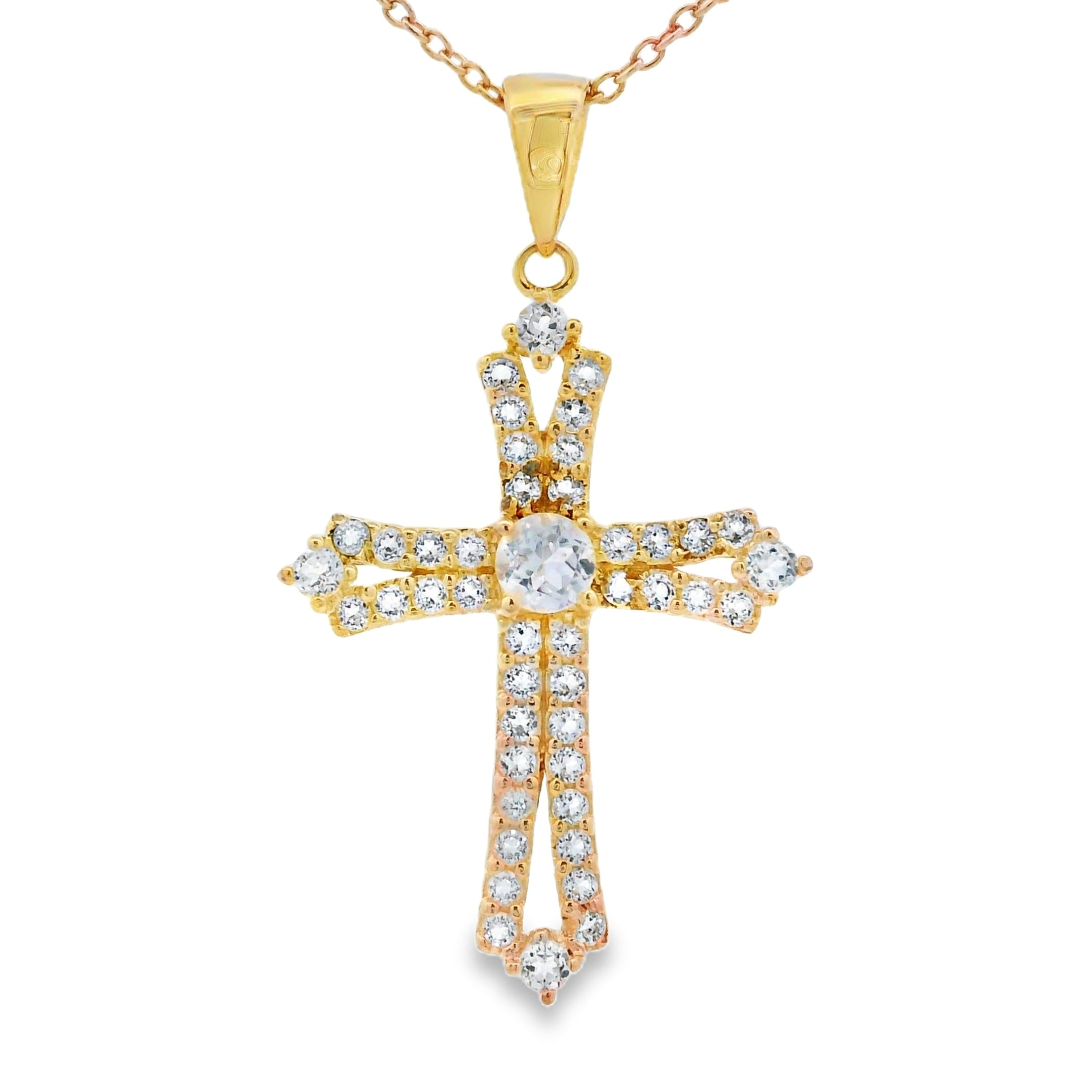Topaz Cross Religious Pendant Sterling Silver on sale at MyriadMart