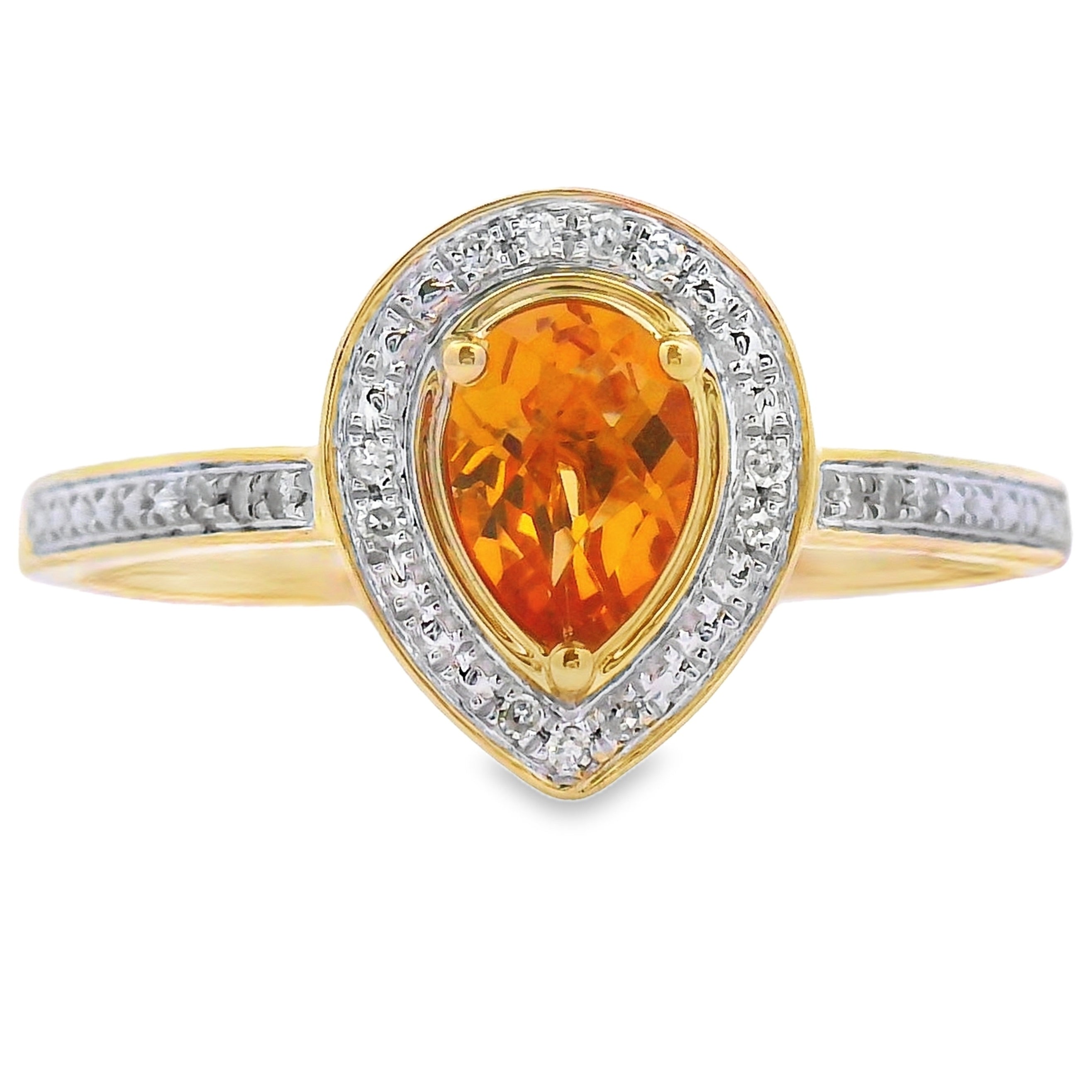 .50ct Citrine Diamond Ring 10KT Yellow Gold on sale at MyriadMart