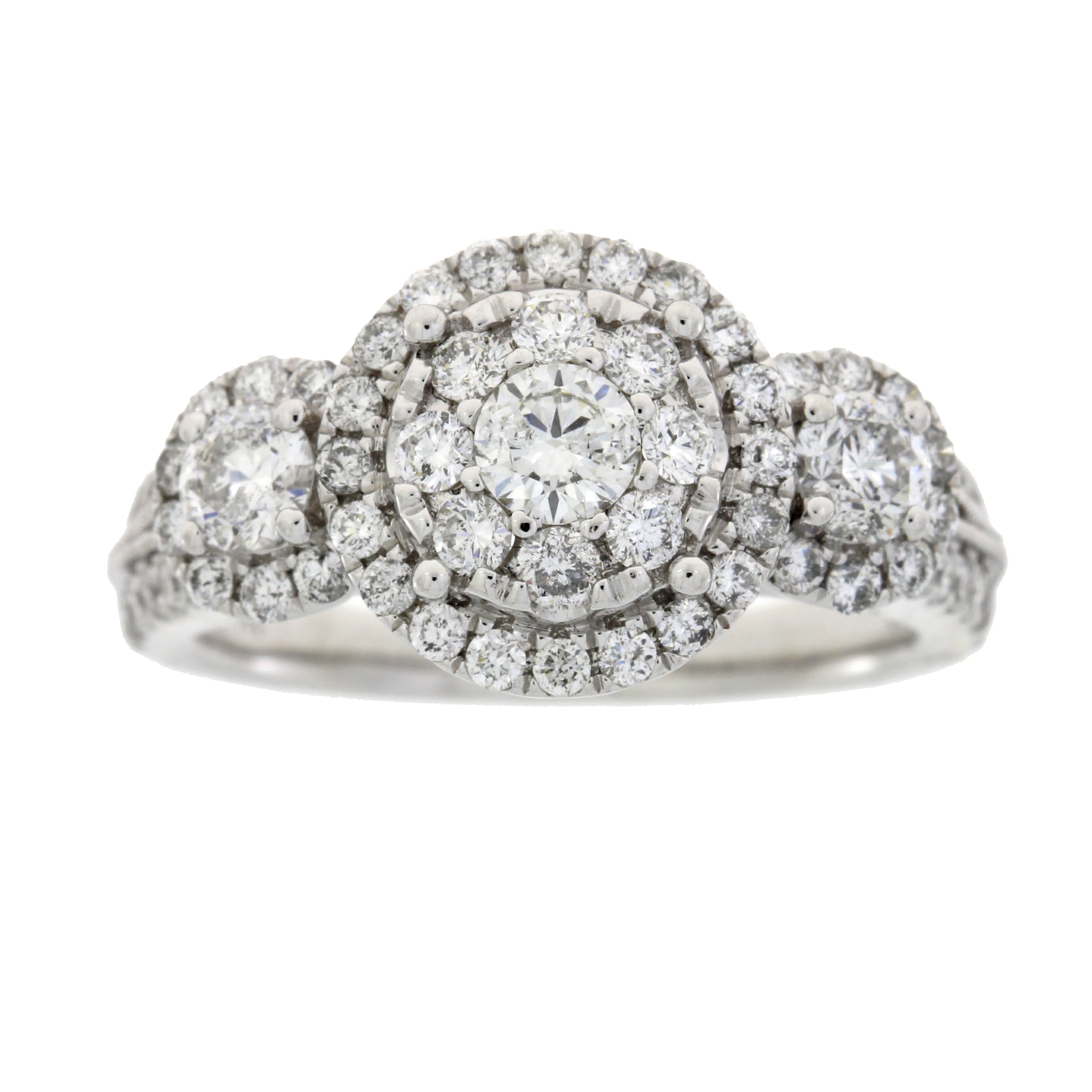 1.50ct Diamond 3 Stone Ring 14KT White Gold on sale at MyriadMart