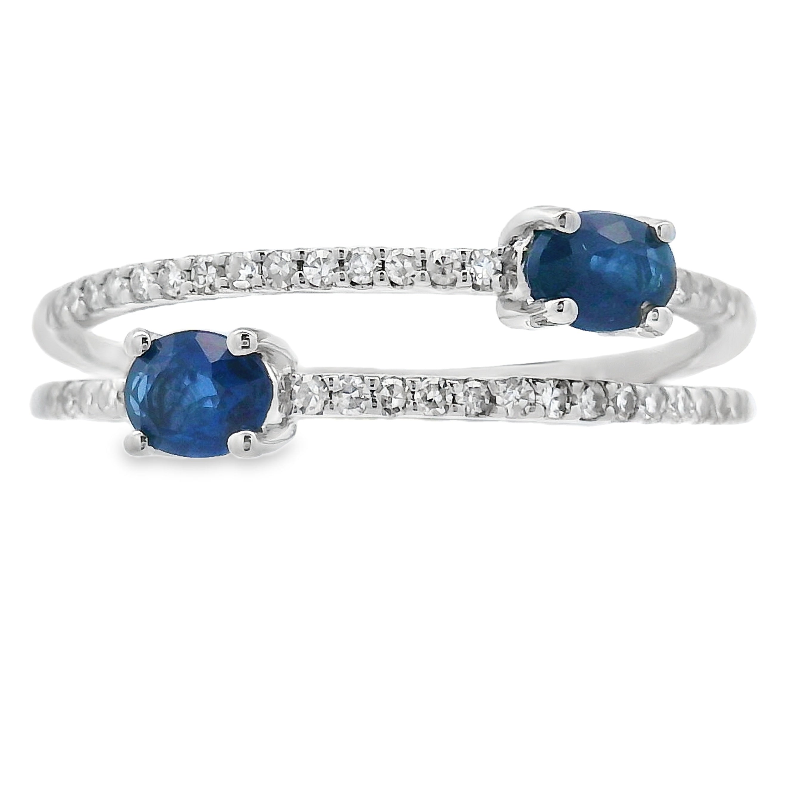 Natural .61ct Sapphire Diamond Ring 14KT White Gold on sale at MyriadMart