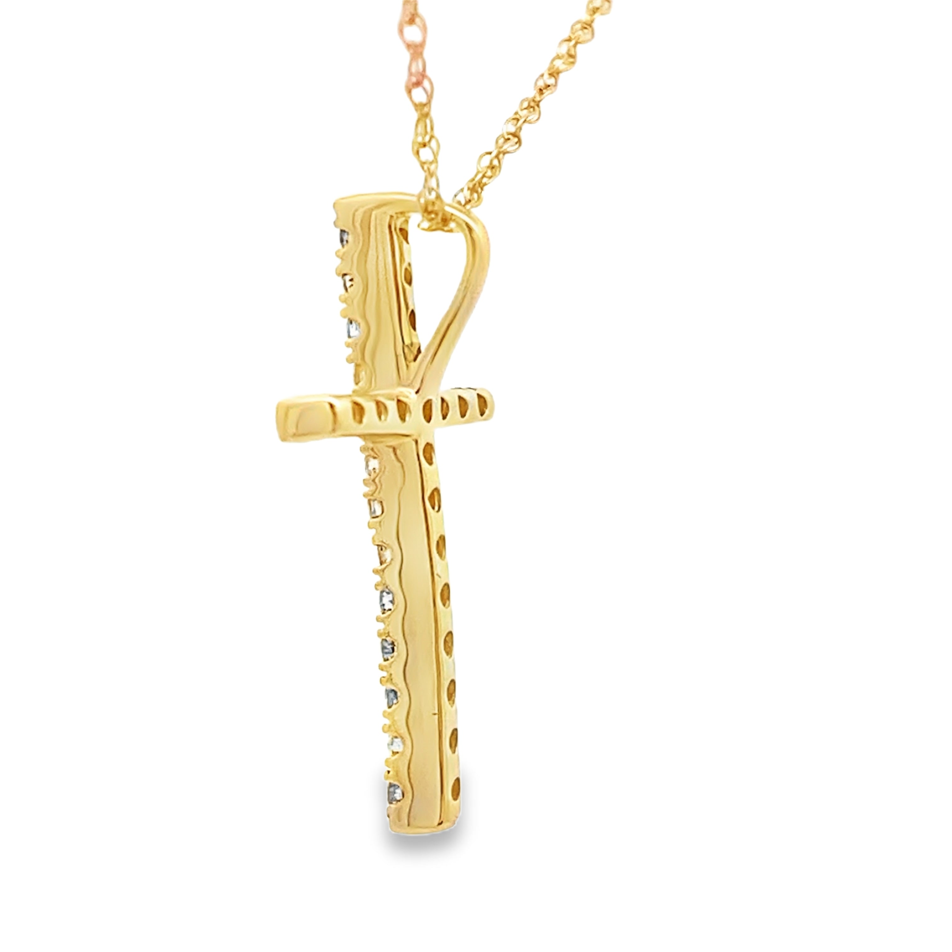 .13ct Diamond Cross Religious Pendant 14KT Yellow Gold on sale at MyriadMart