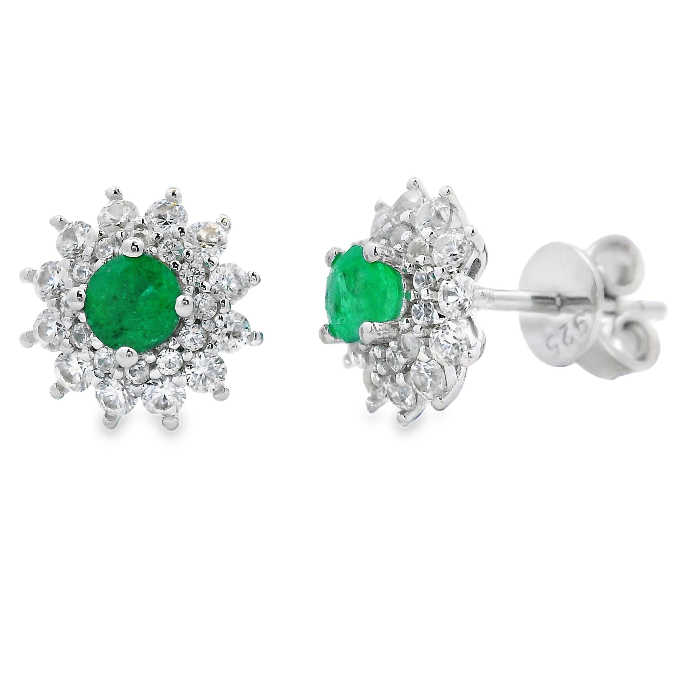 1.19ct Emerald Zircon Stud Earrings Sterling Silver on sale at MyriadMart