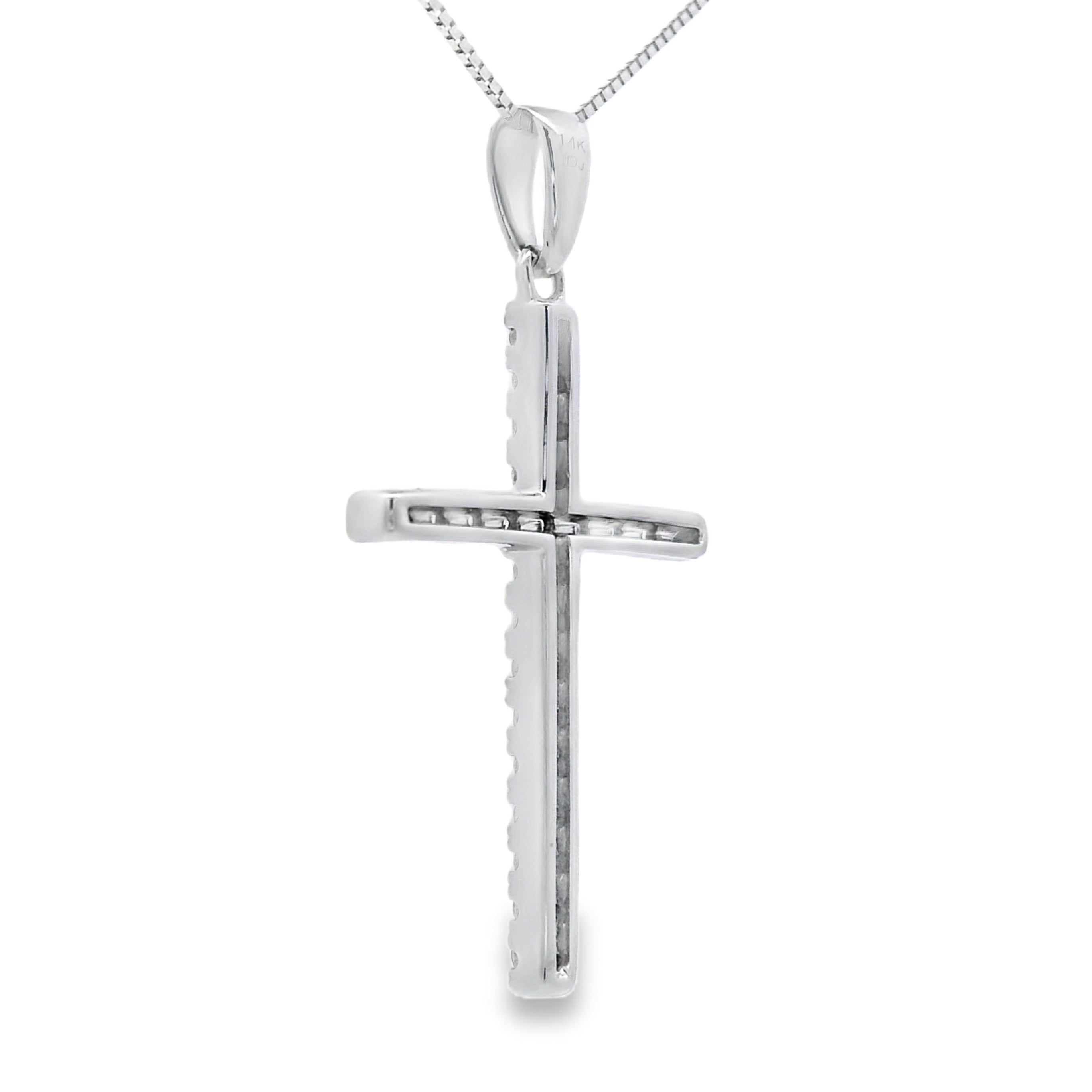 .21ct Diamond Cross Religious Pendant 14KT White Gold on sale at MyriadMart