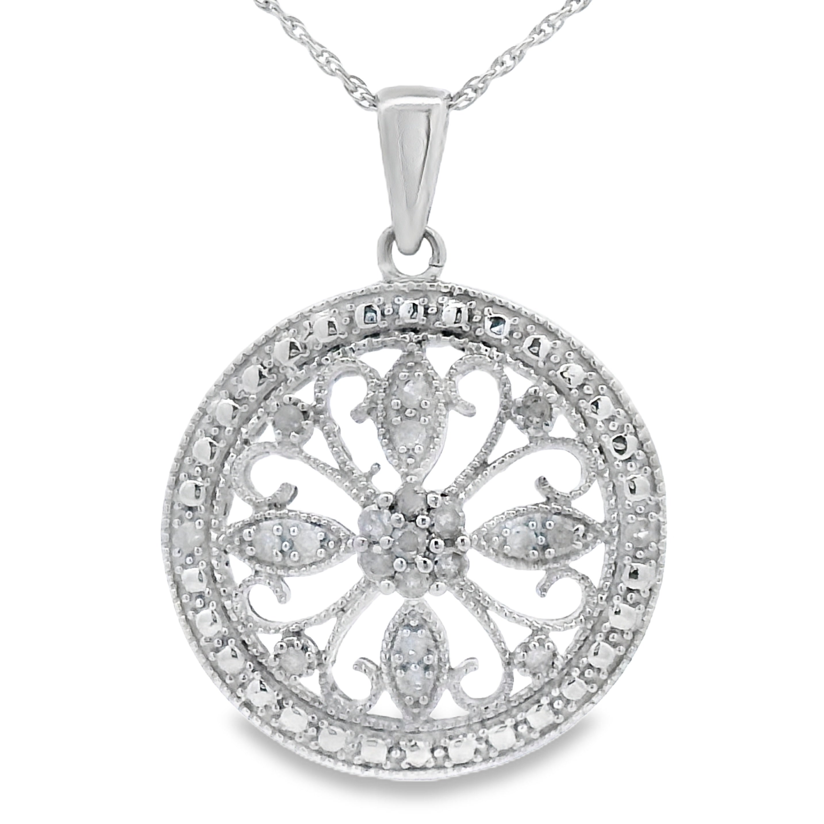 Natural .25ct Diamond Fashion Pendants Sterling Silver on sale at MyriadMart
