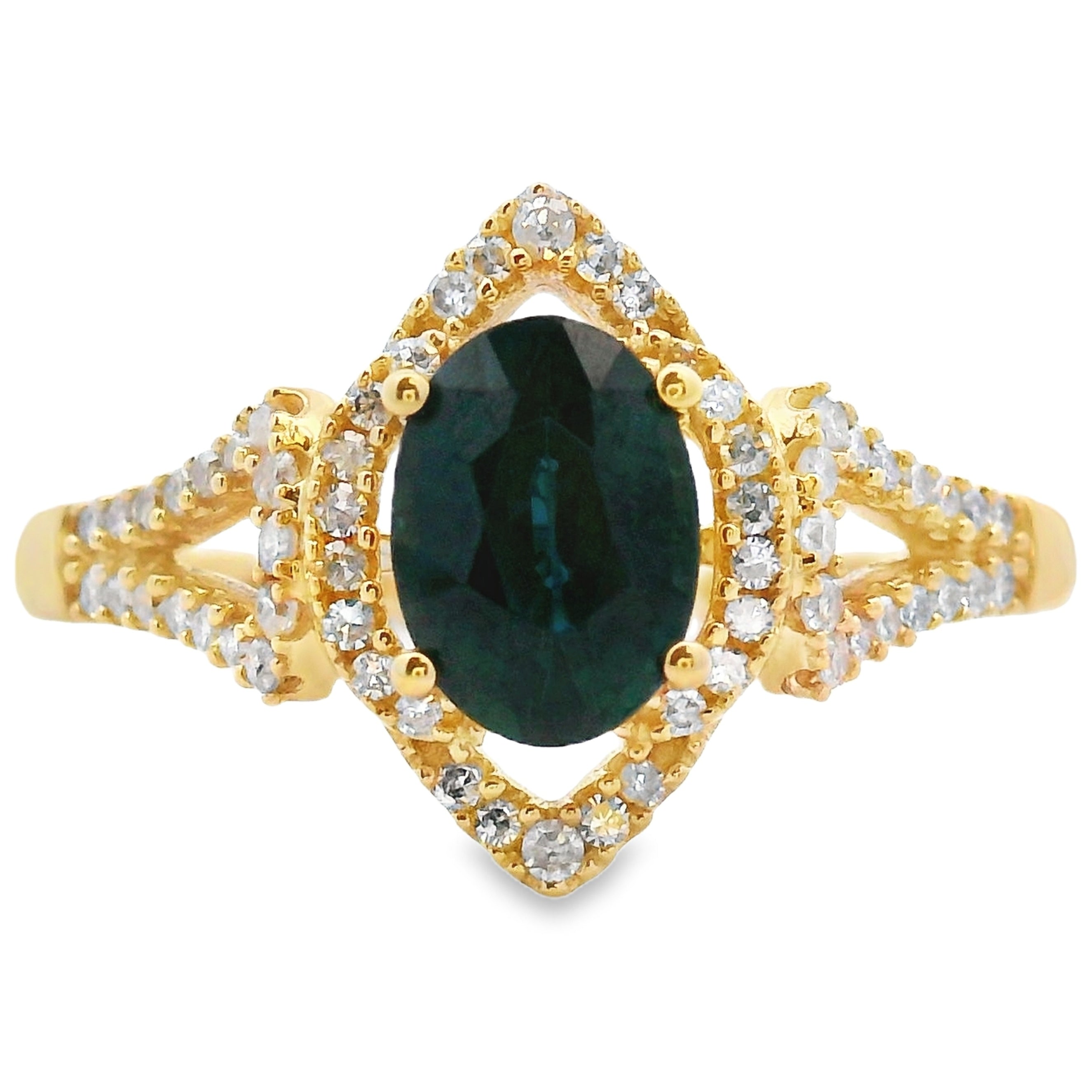 Natural 1.13ct Sapphire Diamond Ring 14KT Yellow Gold on sale at MyriadMart