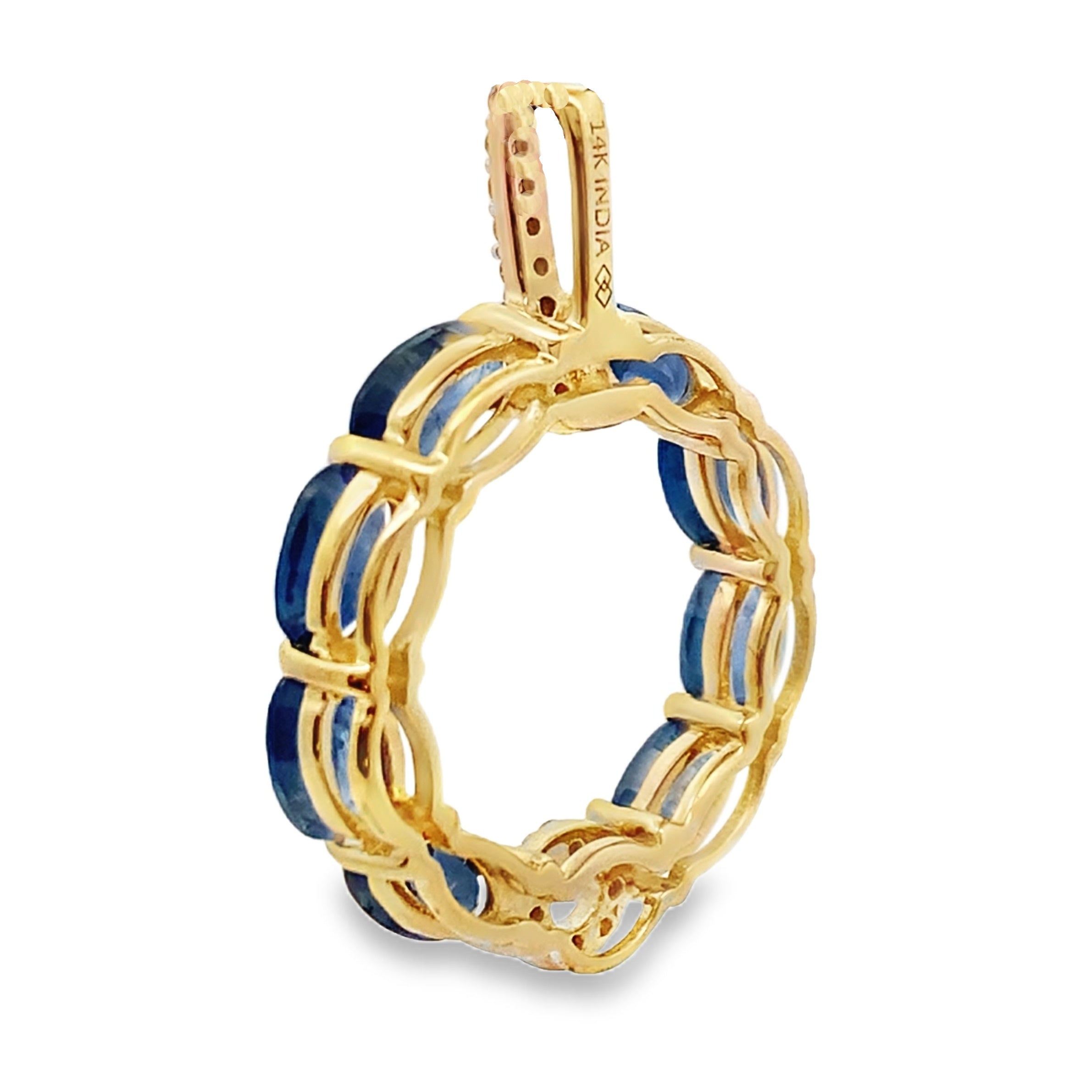 Sapphire Diamond Fashion Pendants 14KT Yellow Gold on sale at MyriadMart