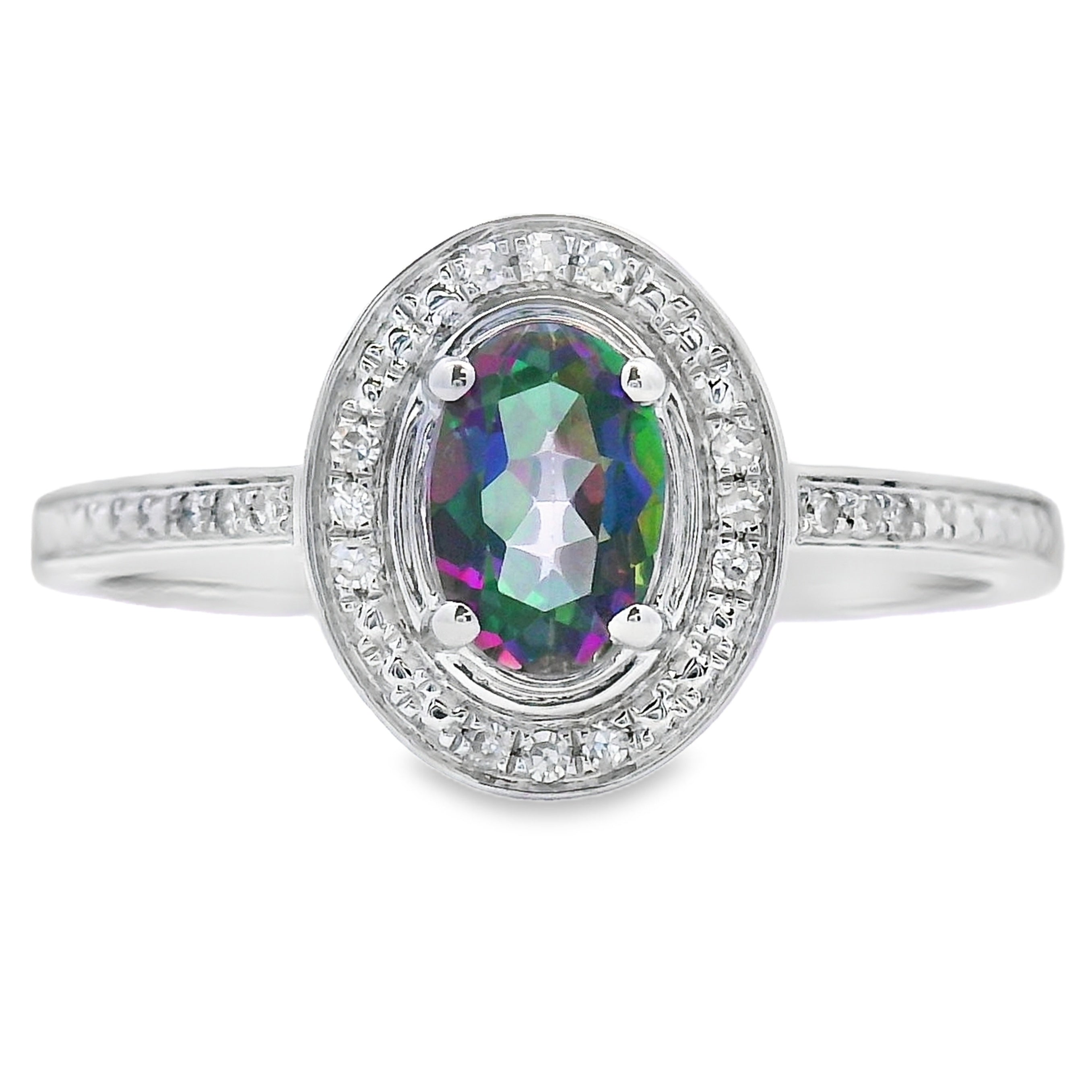 .61ct Mystic Fire Topaz Diamond Ring 10KT White Gold on sale at MyriadMart