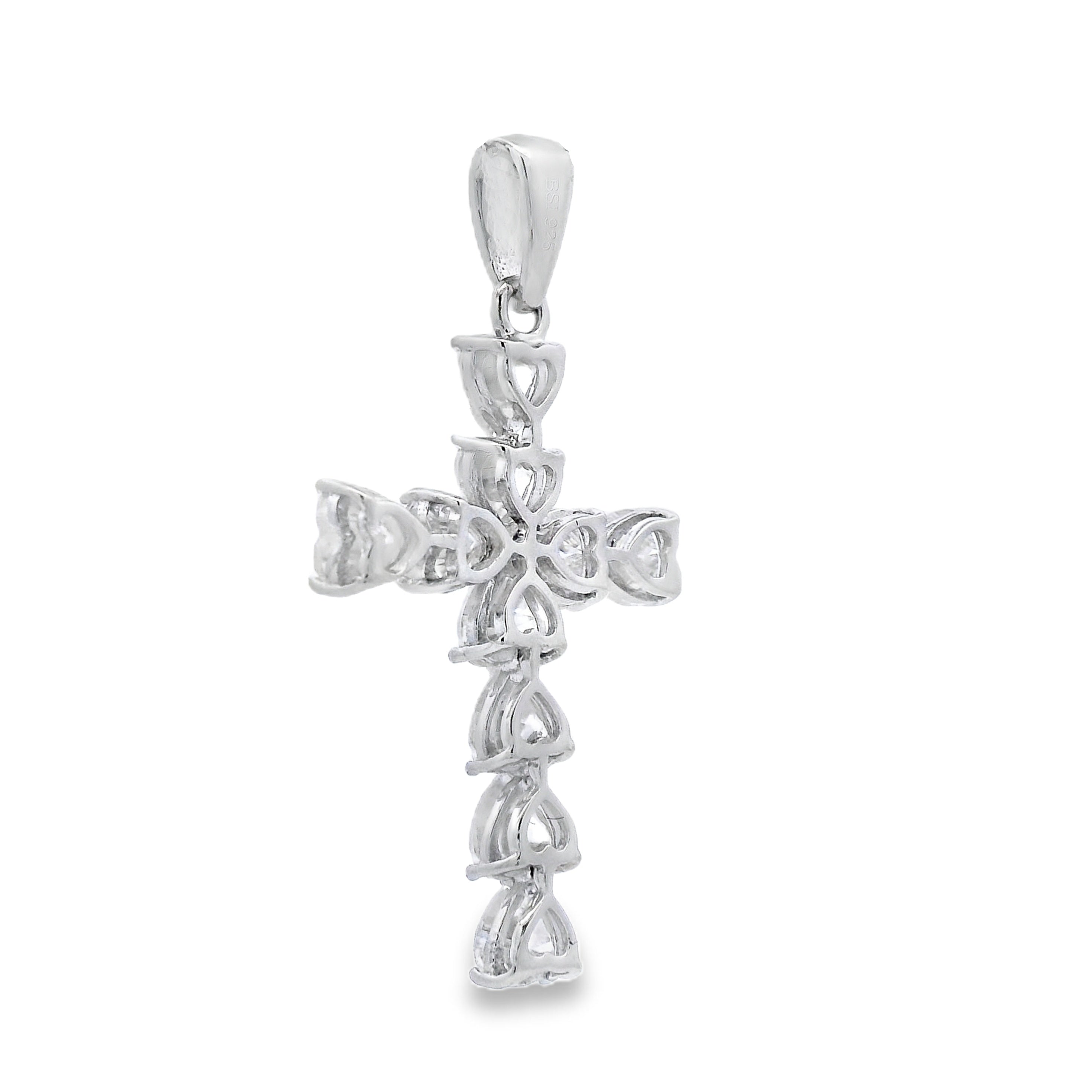 Moissanite Cross Religious Pendant Sterling Silver on sale at MyriadMart