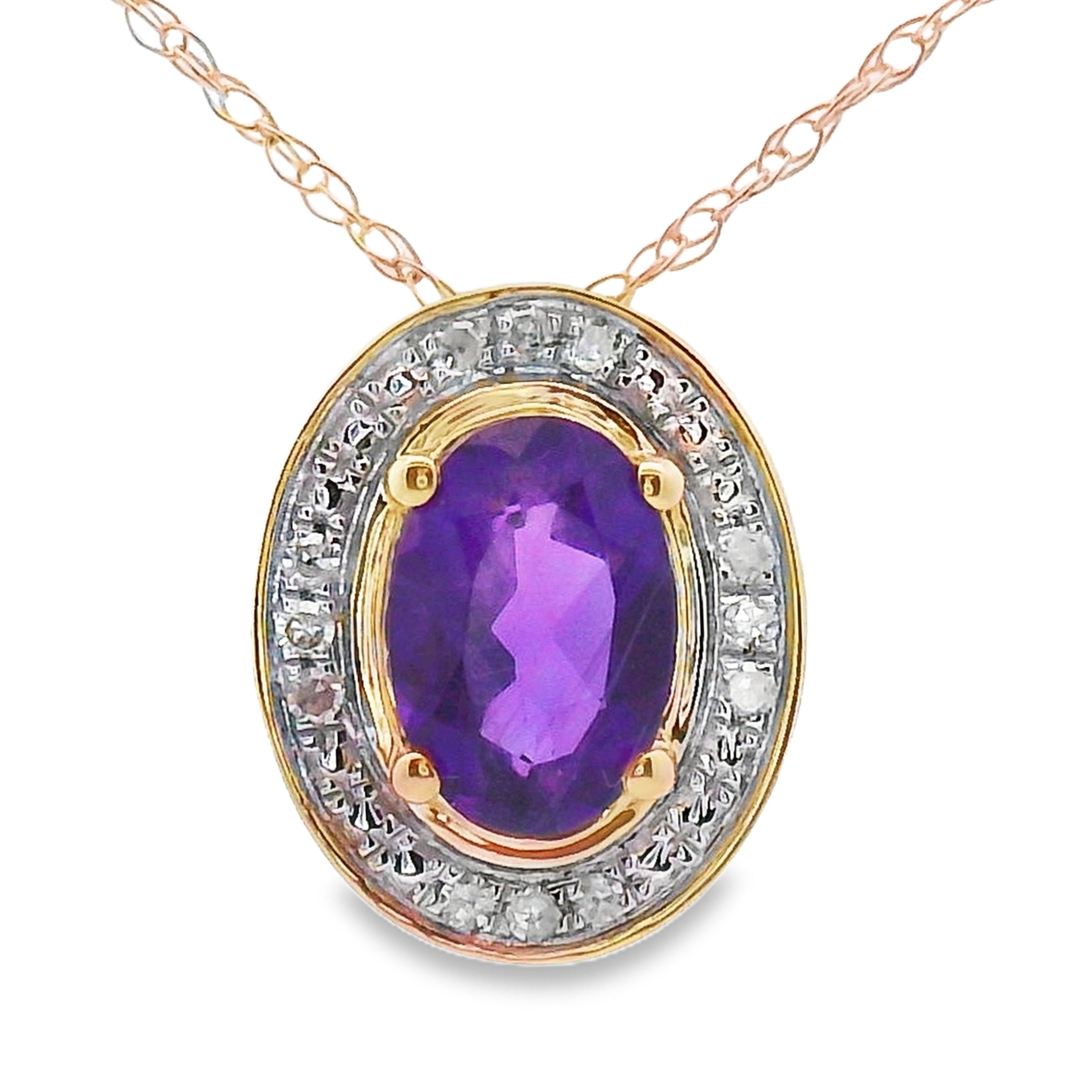Amethyst Diamond Fashion Pendants 10KT Yellow Gold on sale at MyriadMart