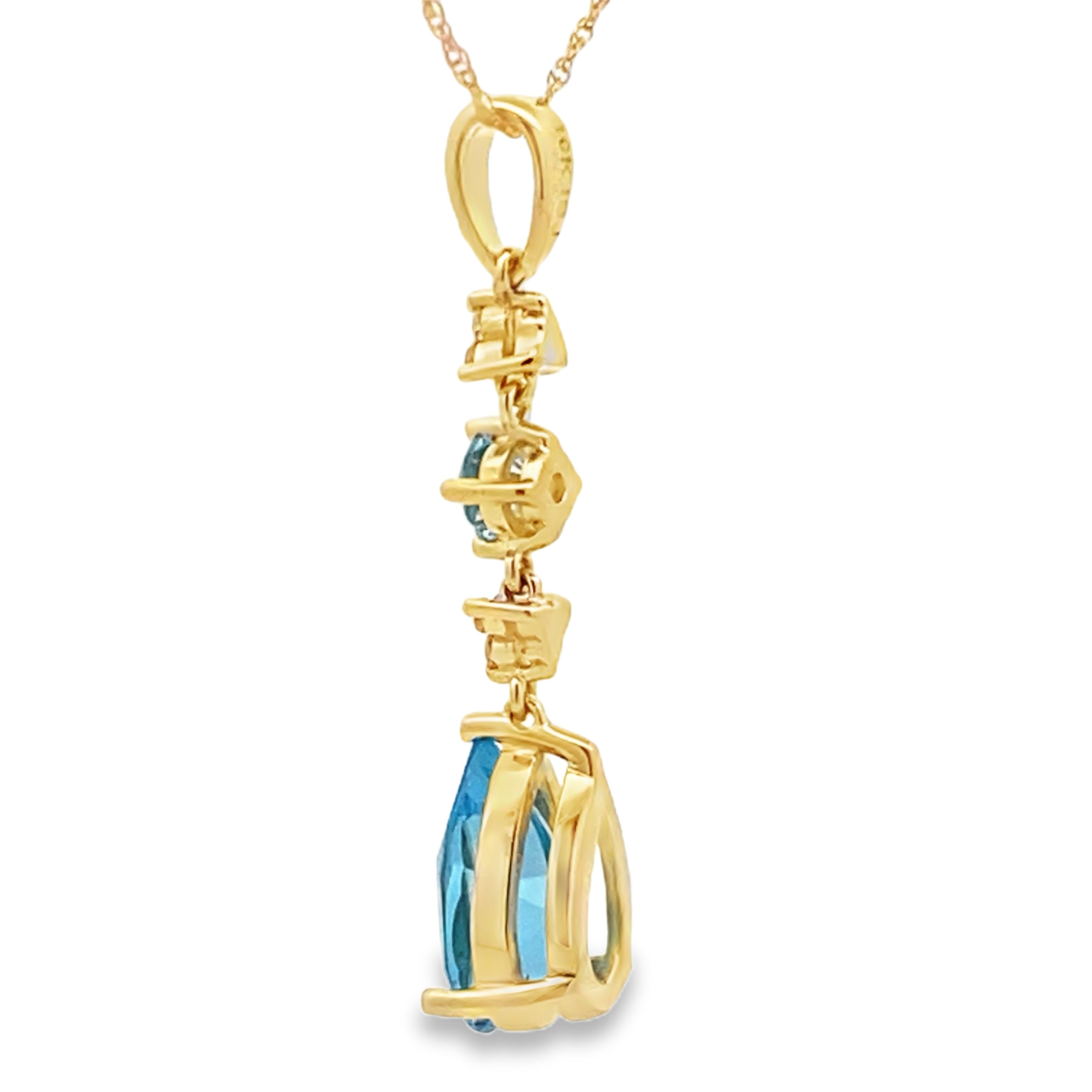 Blue Topaz Diamond Fashion Pendants 10KT Yellow Gold on sale at MyriadMart
