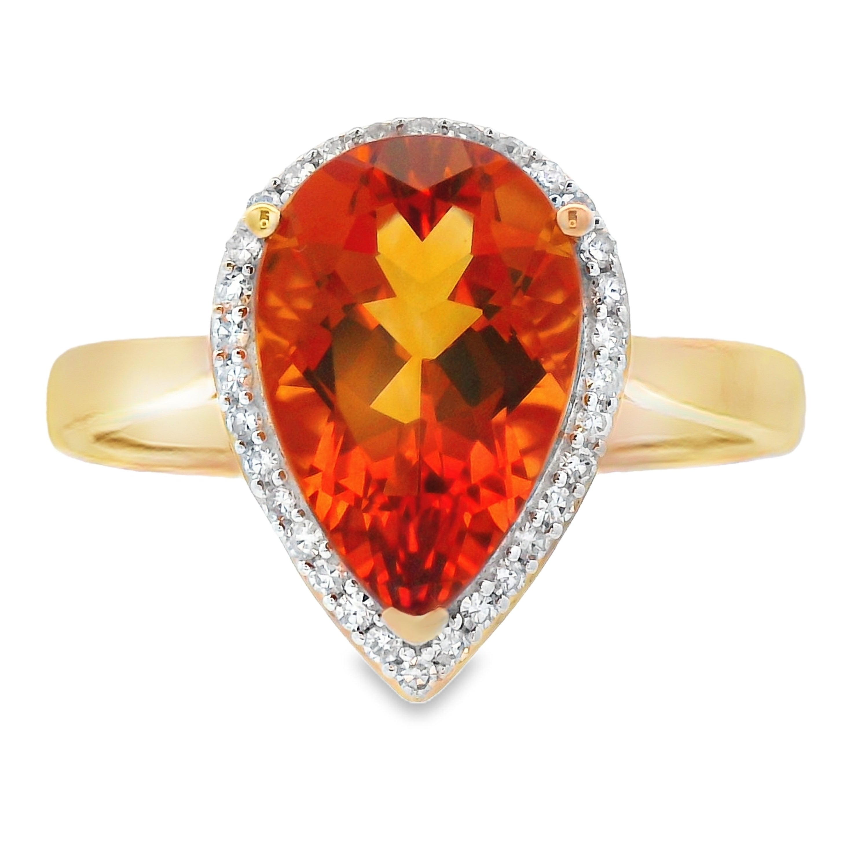 Genuine 2.93ct Citrine Diamond Ring 14KT Yellow Gold on sale at MyriadMart