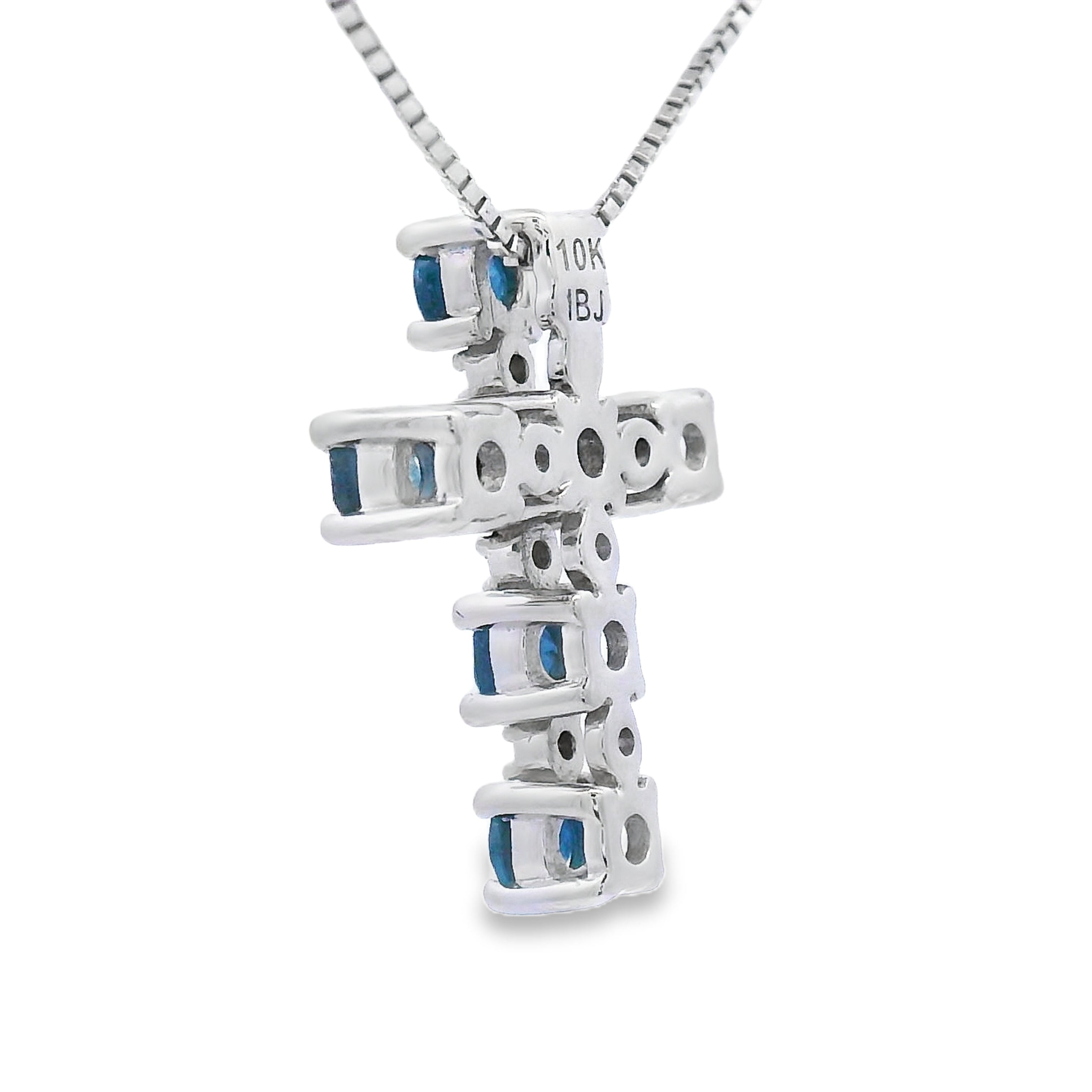 .32ct Sapphire Cross Religious Pendant 10KT White Gold on sale at MyriadMart