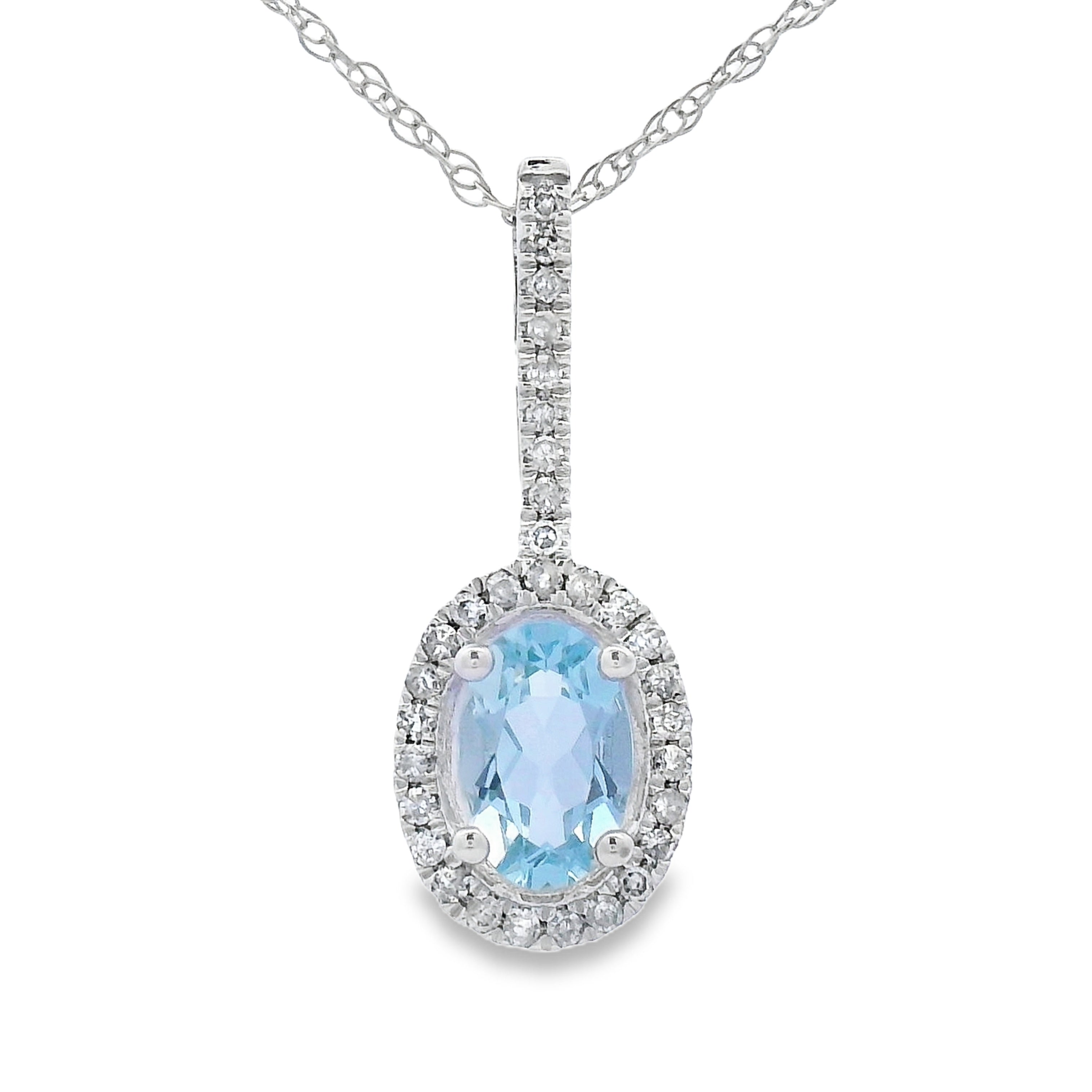 Aquamarine Diamond Fashion Pendants 10KT White Gold on sale at MyriadMart