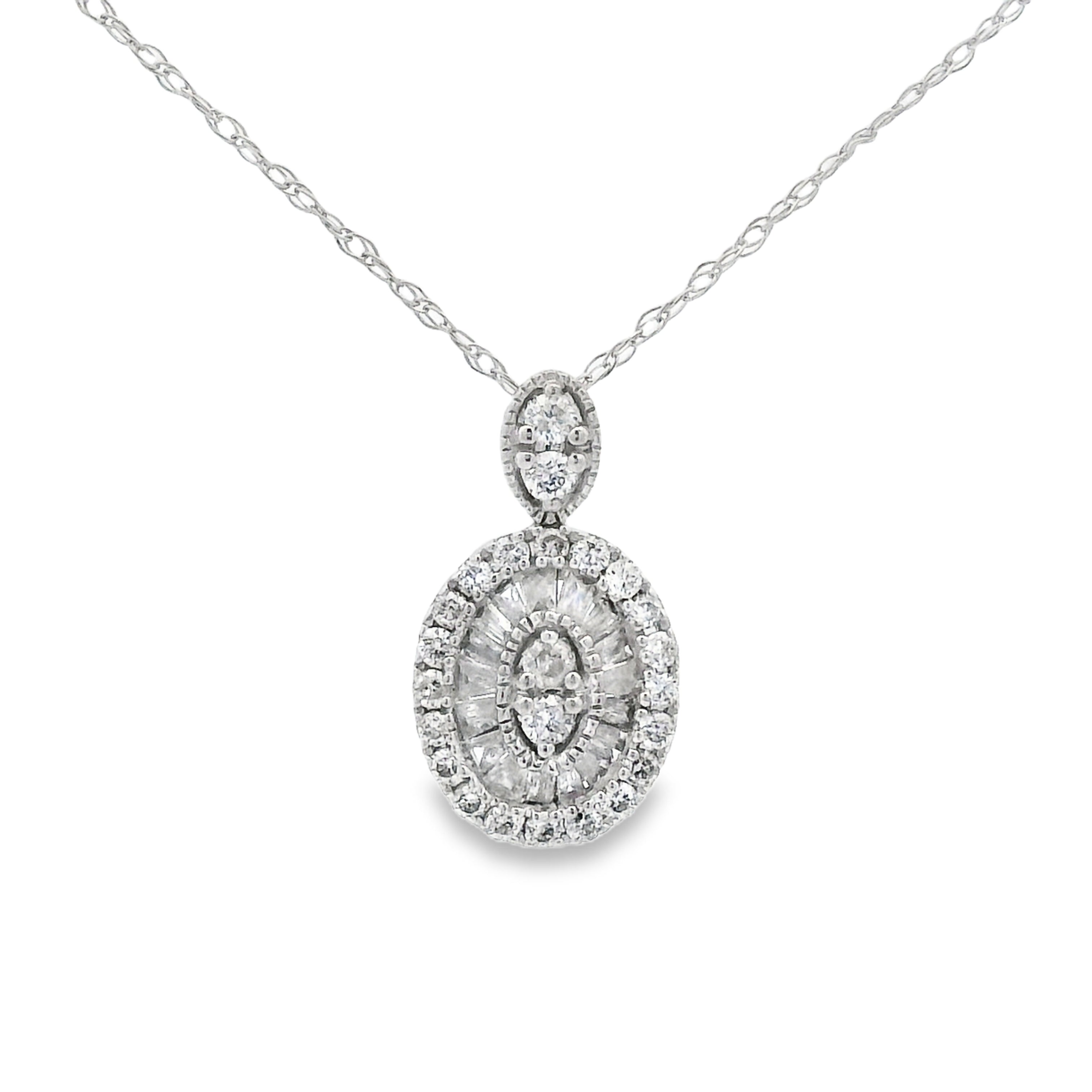 Natural .35ct Diamond Fashion Pendants 14KT White Gold