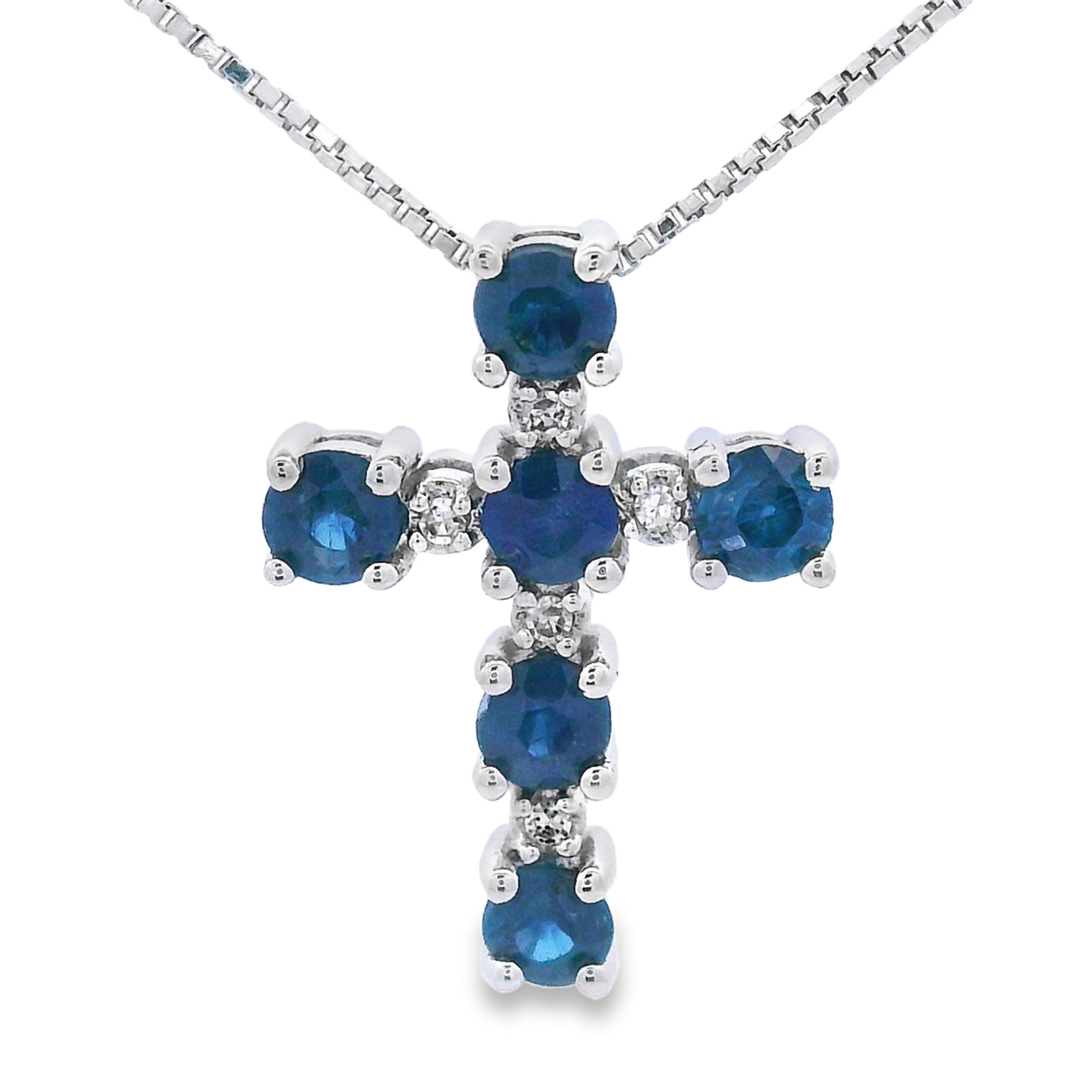 .32ct Sapphire Cross Religious Pendant 10KT White Gold on sale at MyriadMart