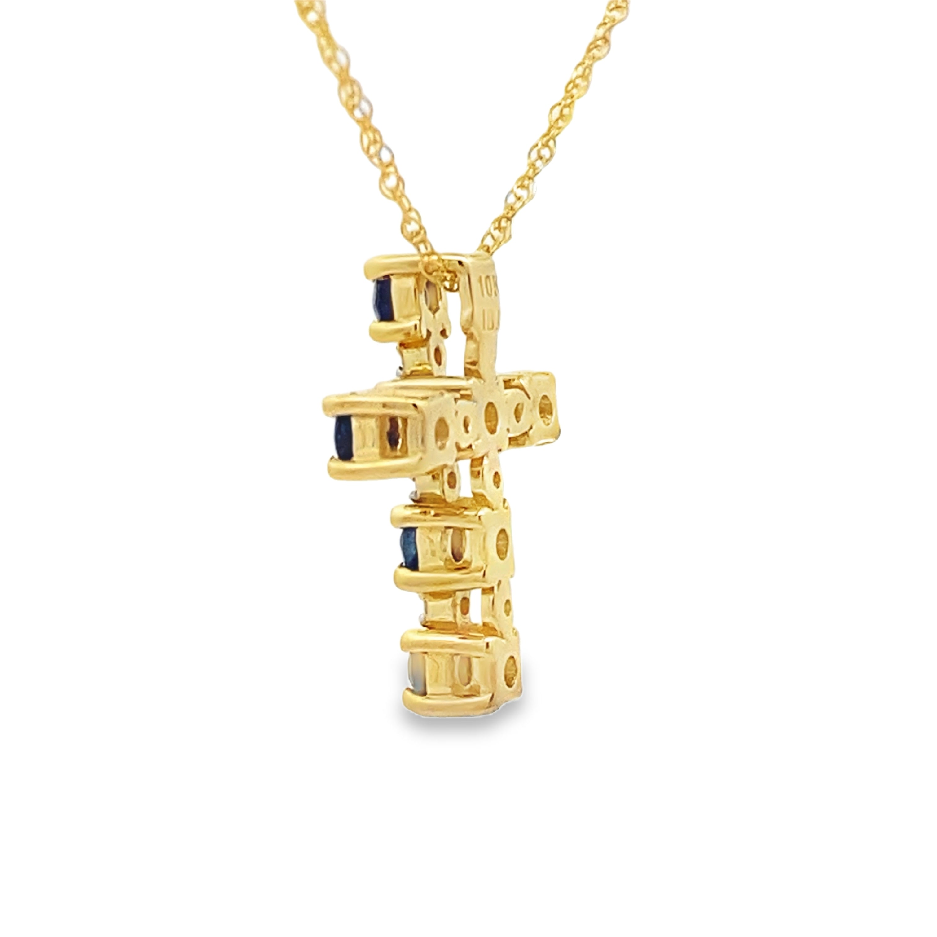 .32ct Sapphire Cross Religious Pendant 10KT Yellow Gold on sale at MyriadMart